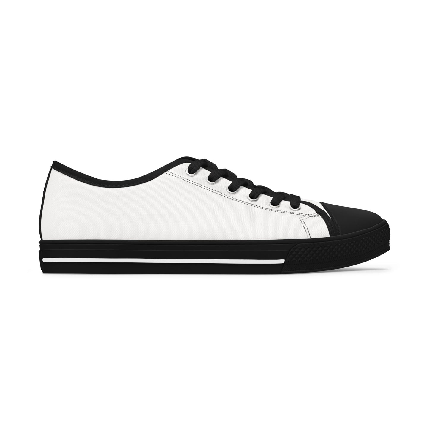 Women's Low Top Sneakers — Minimal White Canvas Shoes with Blue Globe Accent