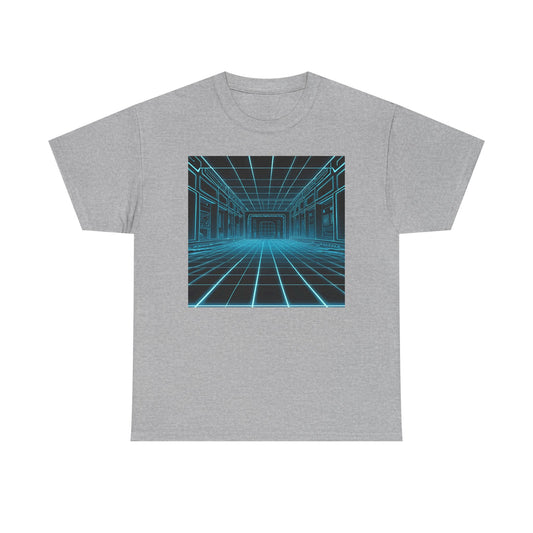 Retro Futuristic Grid Tee — Neon 80s Vaporwave T-Shirt