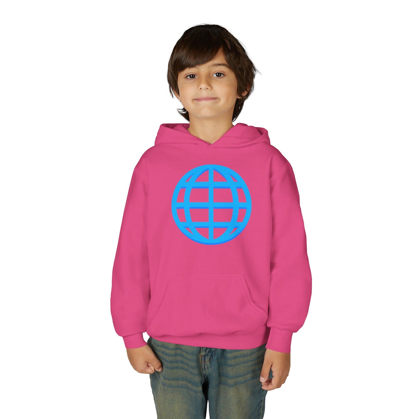 Youth Hoodie — Blue Globe Logo Kids Pullover