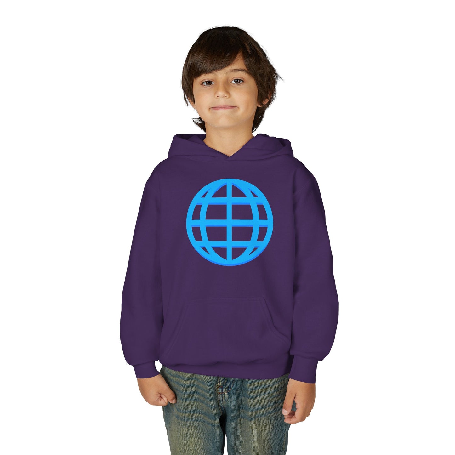 Youth Hoodie — Blue Globe Logo Kids Pullover