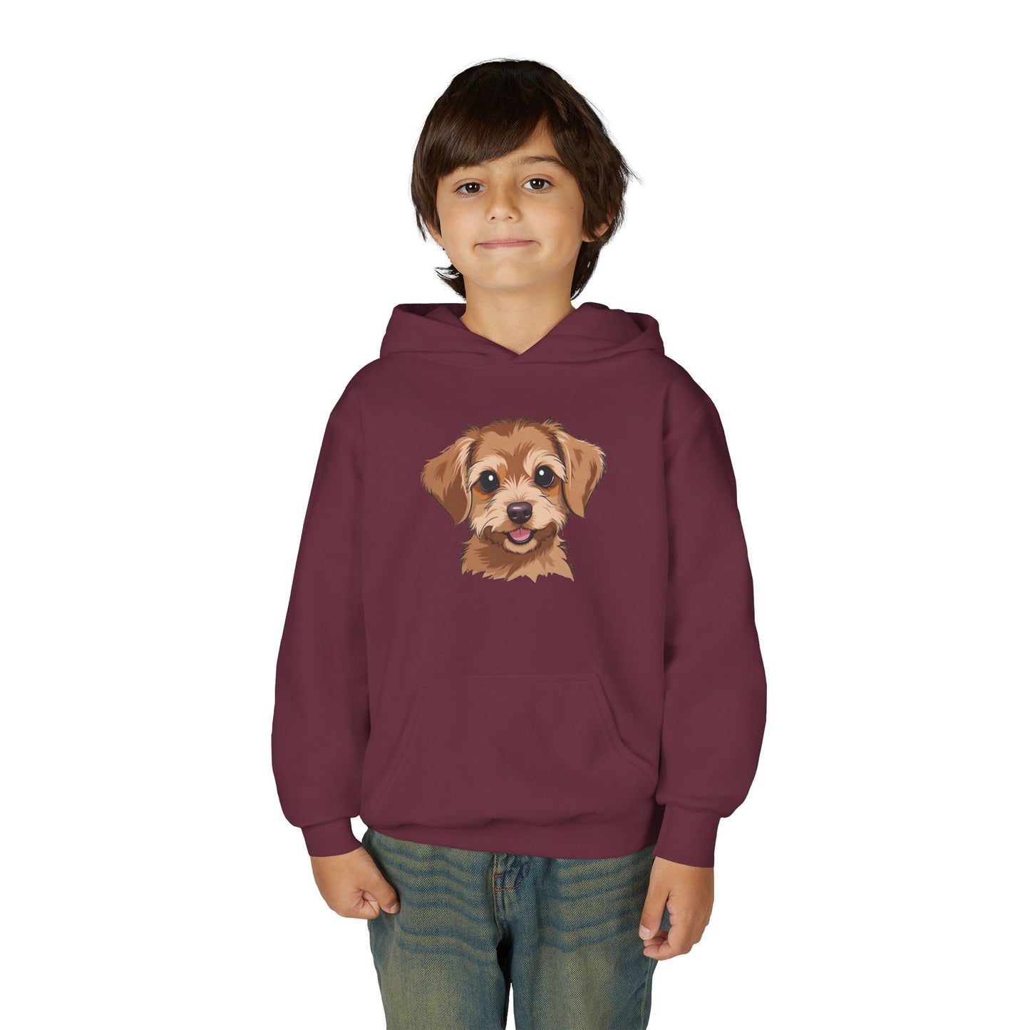 Youth Hoodie — Cute Smiling Puppy Face Kids Pullover