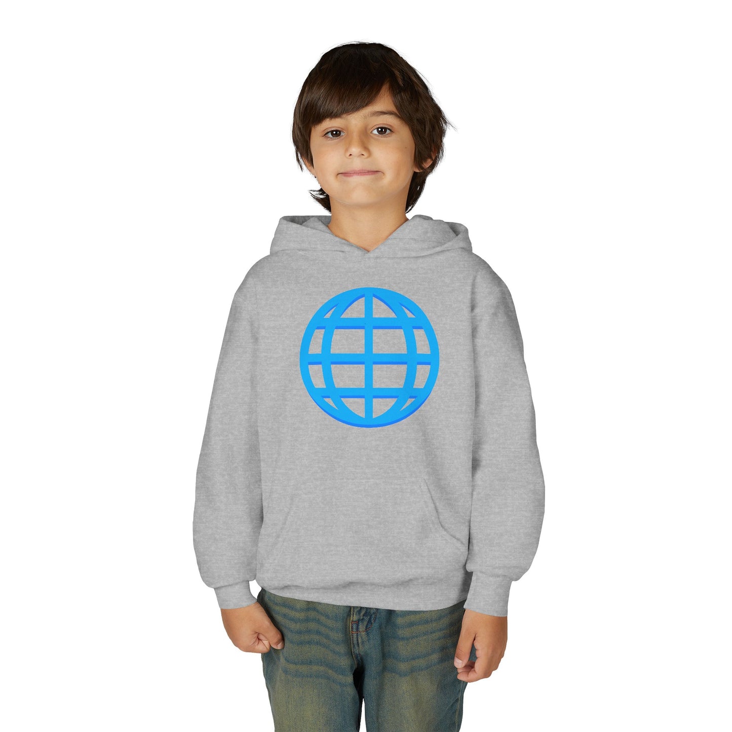 Youth Hoodie — Blue Globe Logo Kids Pullover