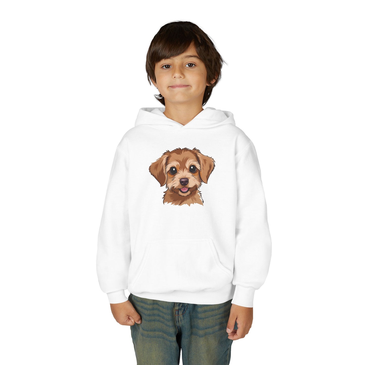 Youth Hoodie — Cute Smiling Puppy Face Kids Pullover
