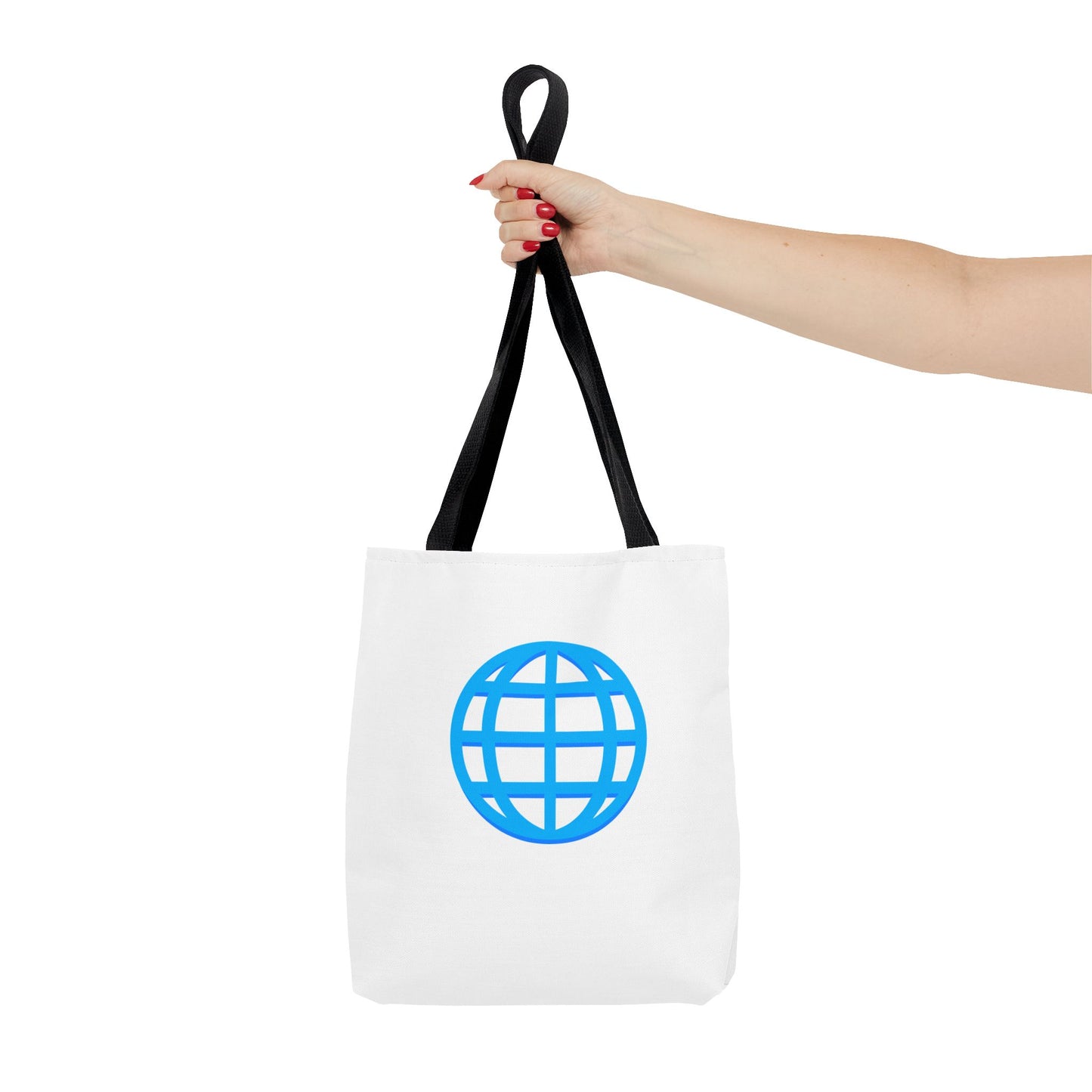 Blue Globe Icon Tote Bag — Minimal Travel & Eco-Friendly Market Tote