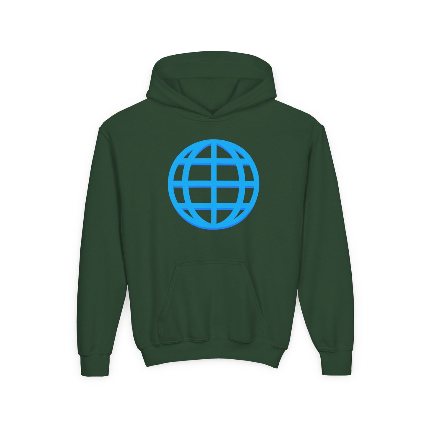 Youth Hoodie — Blue Globe Logo Kids Pullover