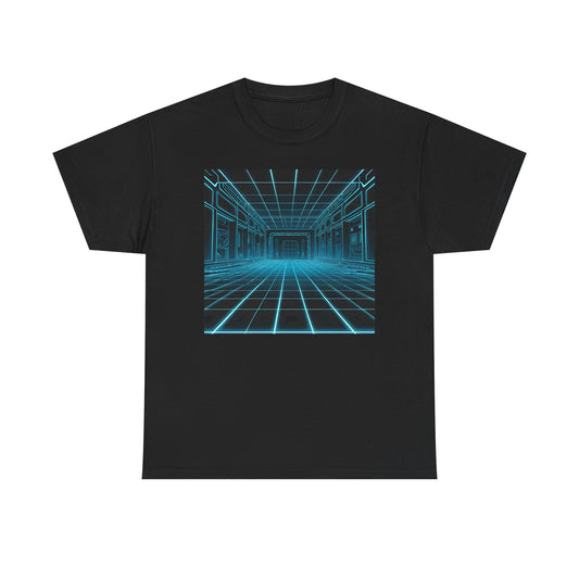 Retro Futuristic Grid Tee — Neon 80s Vaporwave T-Shirt