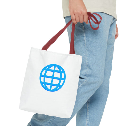 Blue Globe Icon Tote Bag — Minimal Travel & Eco-Friendly Market Tote