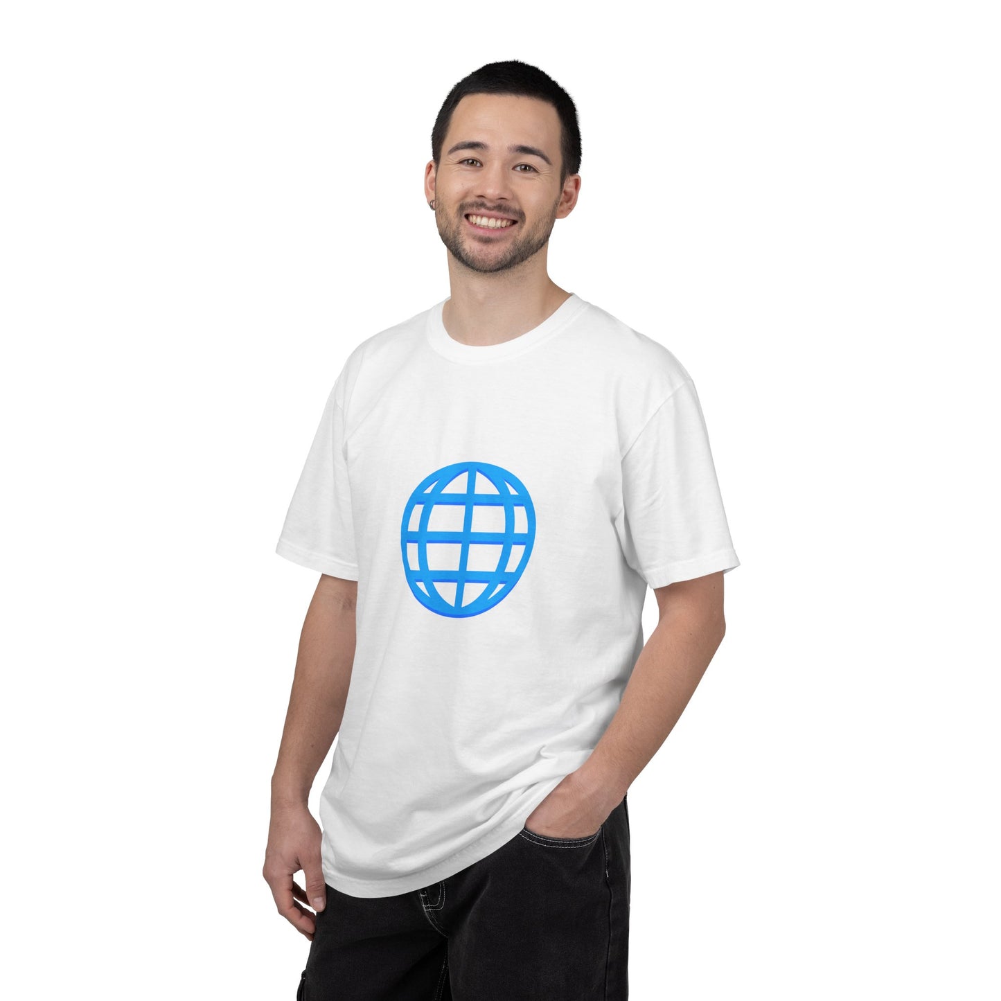 Blue Globe Icon T-Shirt | Minimal World Logo Tee
