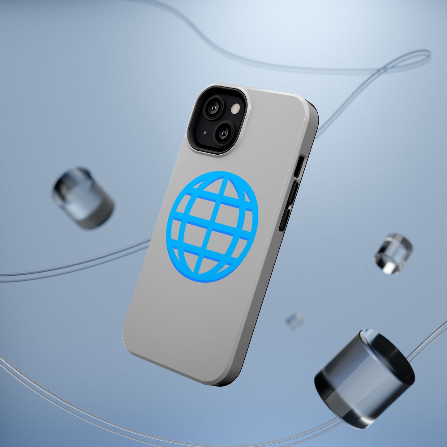 Globe Icon Impact-Resistant Phone Case — Durable Protective Cover with Blue World Design