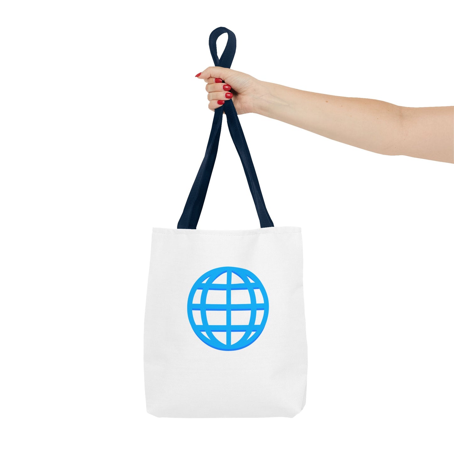 Blue Globe Icon Tote Bag — Minimal Travel & Eco-Friendly Market Tote