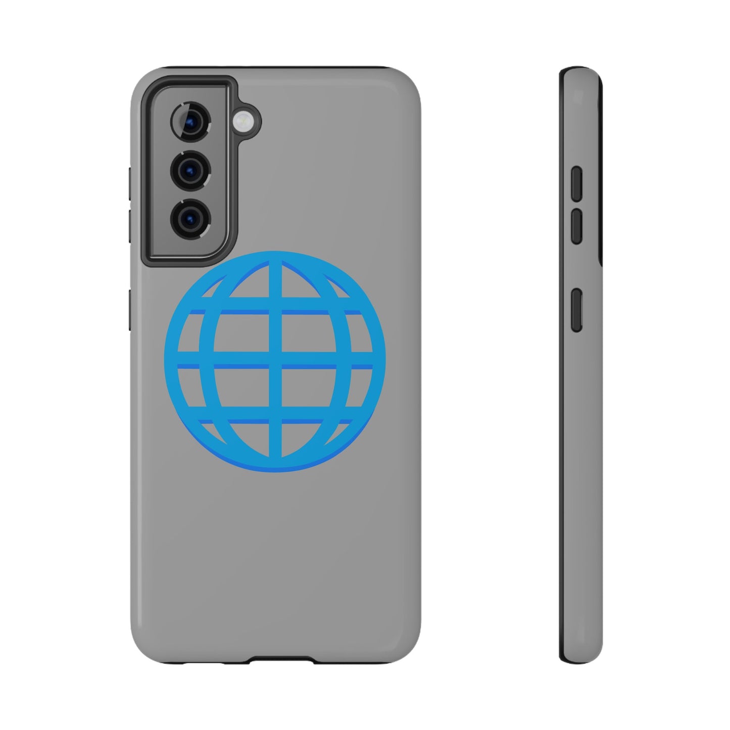 Globe Icon Impact-Resistant Phone Case — Durable Protective Cover with Blue World Design