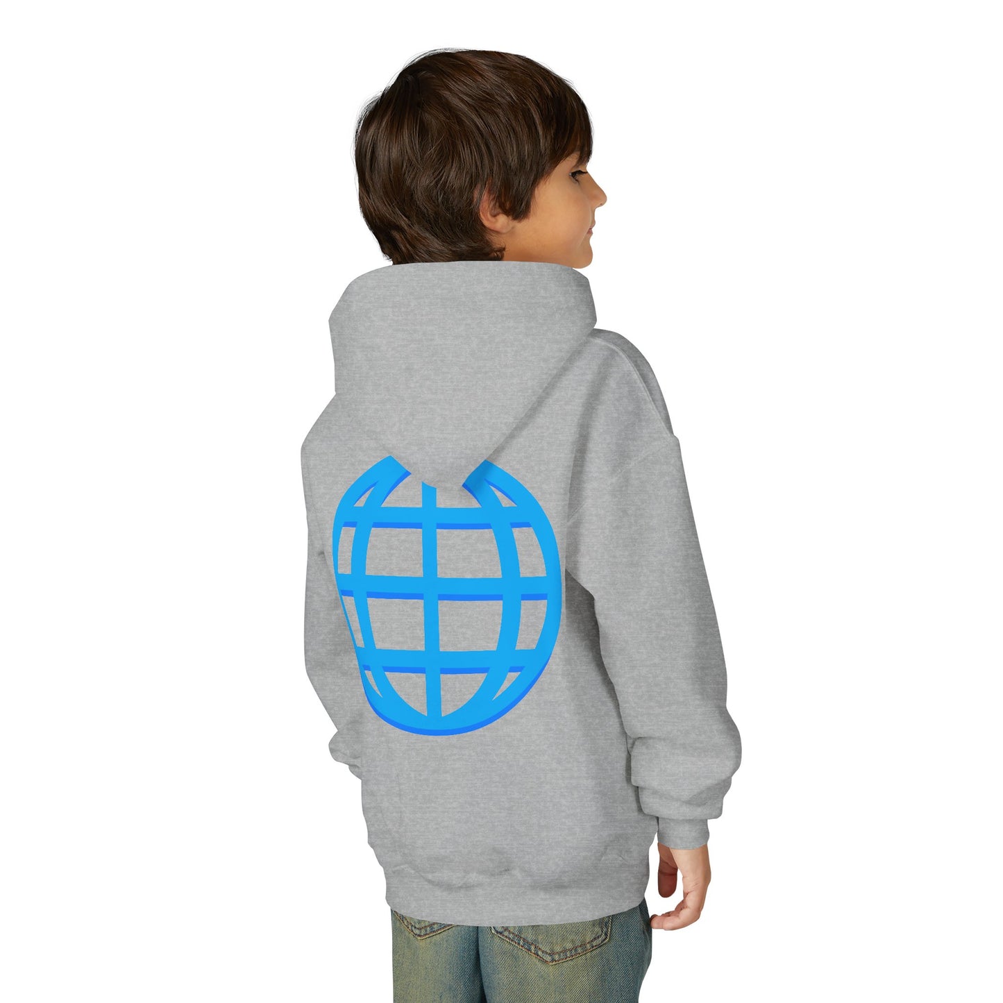 Youth Hoodie — Blue Globe Logo Kids Pullover
