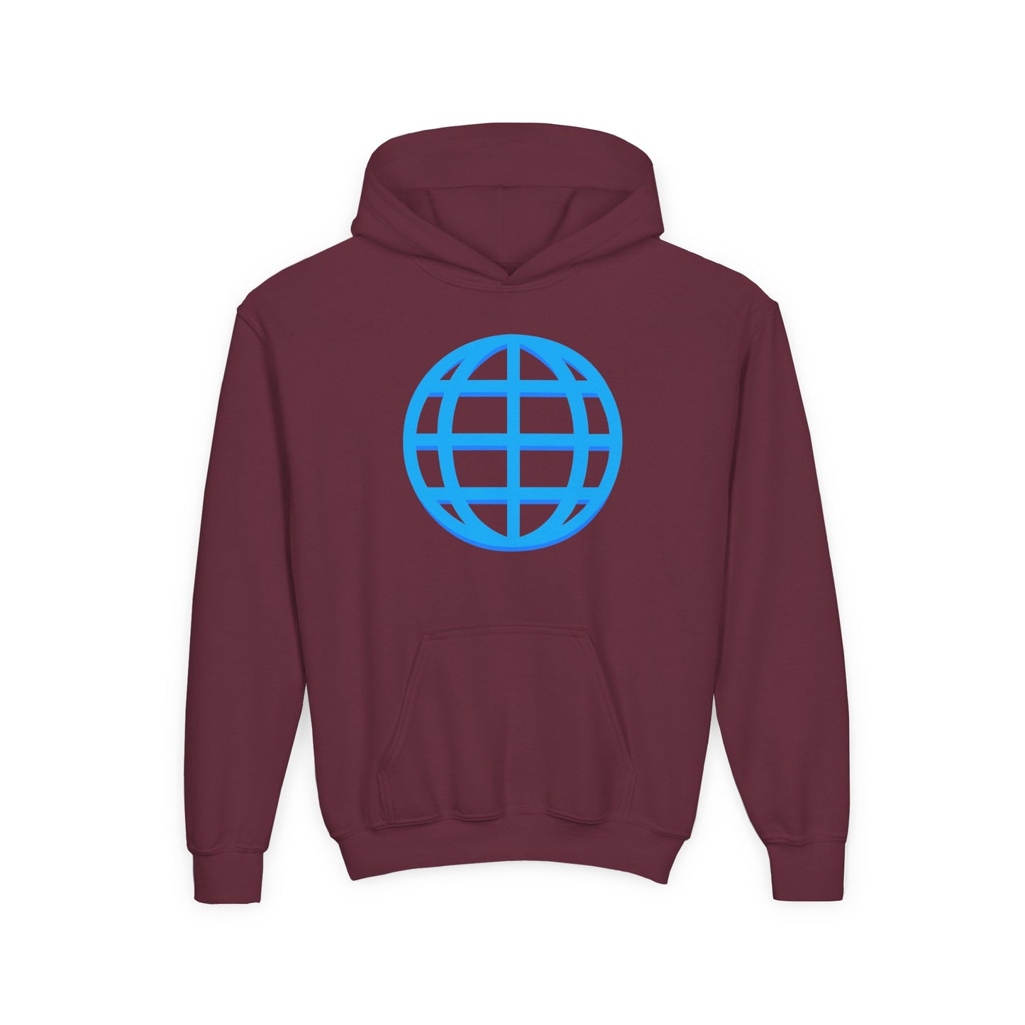 Youth Hoodie — Blue Globe Logo Kids Pullover