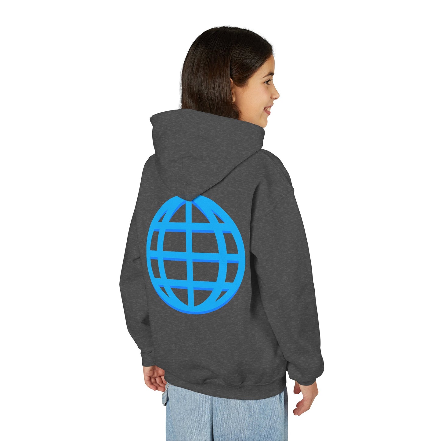 Youth Hoodie — Blue Globe Logo Kids Pullover