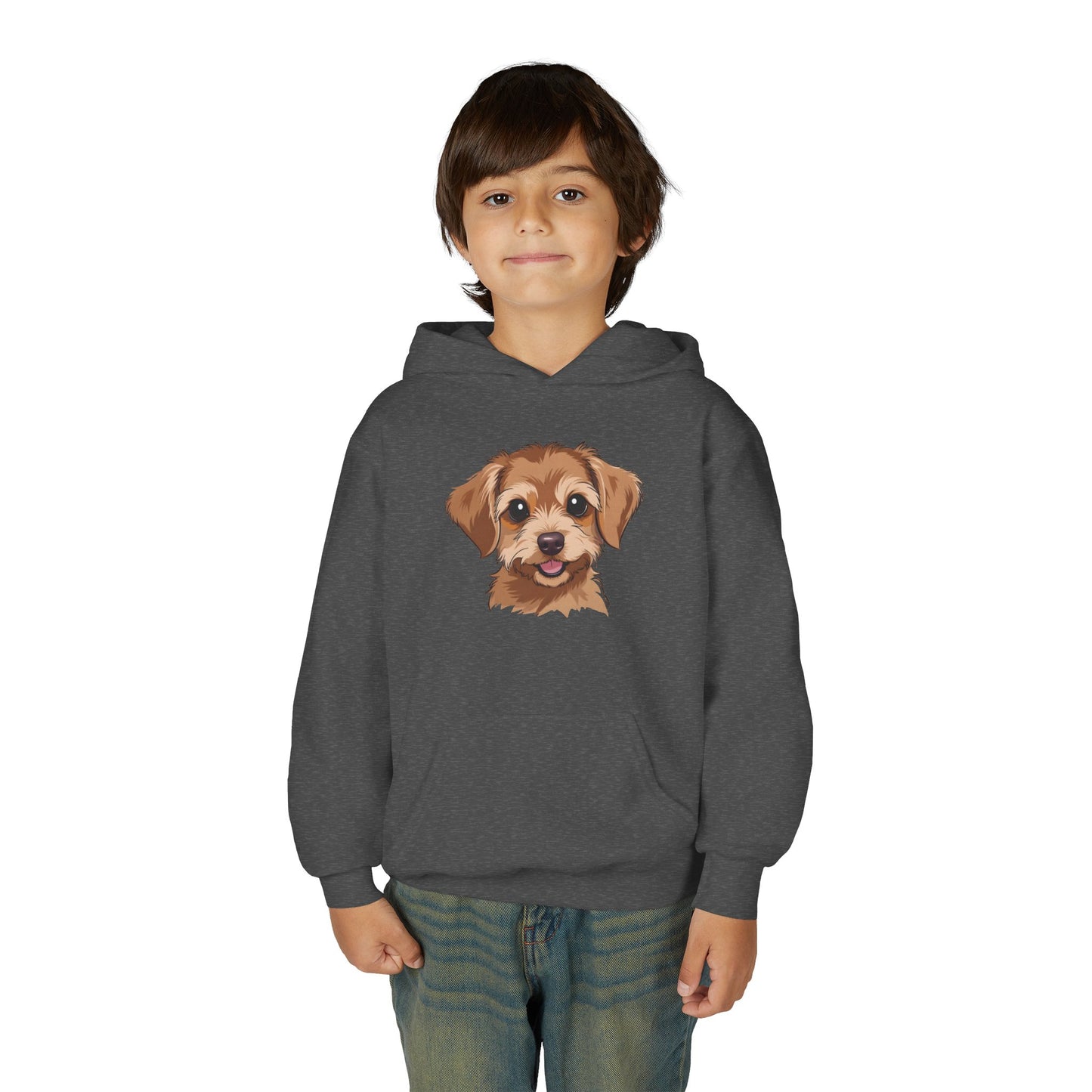 Youth Hoodie — Cute Smiling Puppy Face Kids Pullover