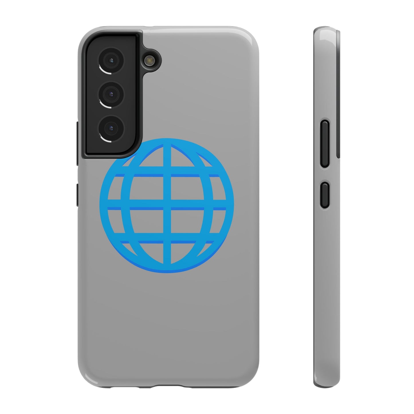 Globe Icon Impact-Resistant Phone Case — Durable Protective Cover with Blue World Design