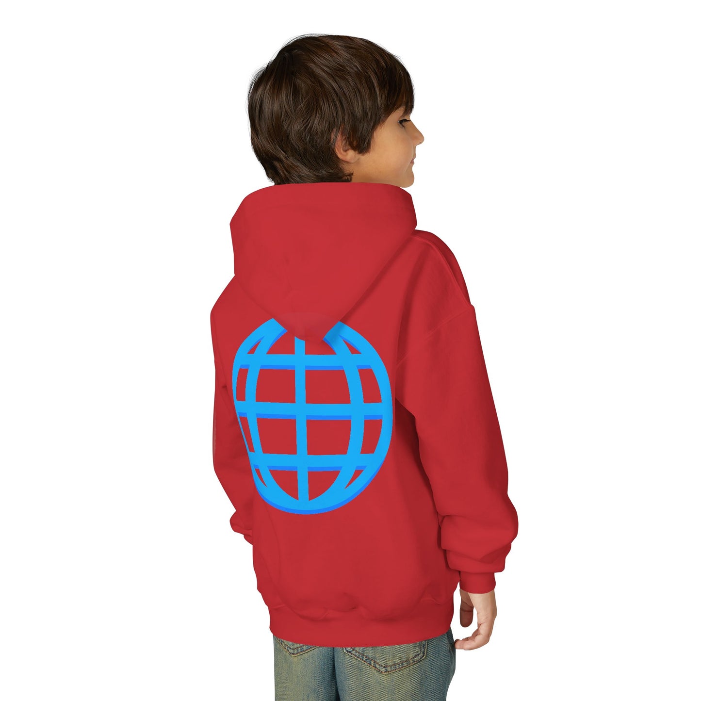 Youth Hoodie — Blue Globe Logo Kids Pullover