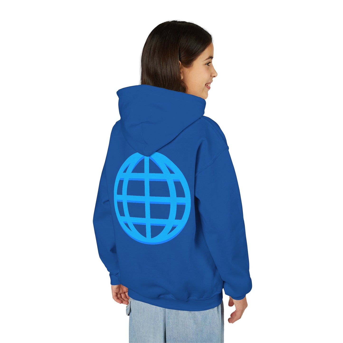 Youth Hoodie — Blue Globe Logo Kids Pullover