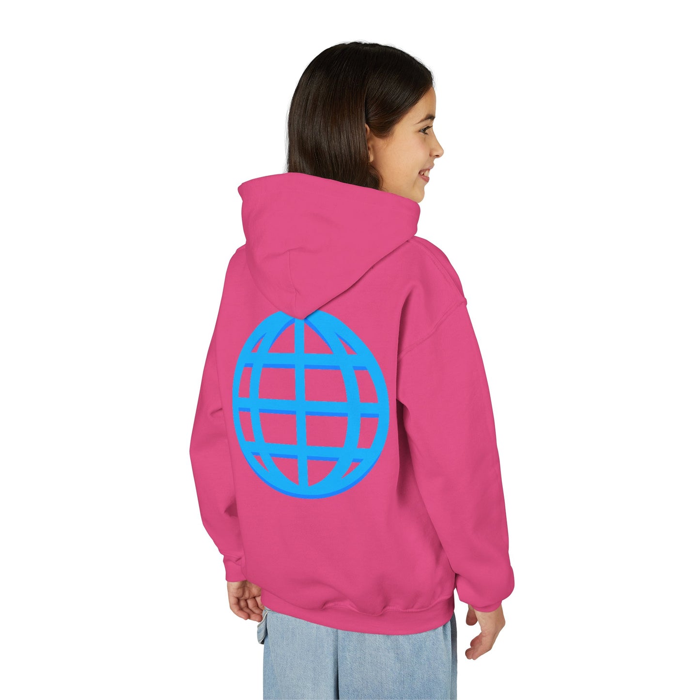 Youth Hoodie — Blue Globe Logo Kids Pullover