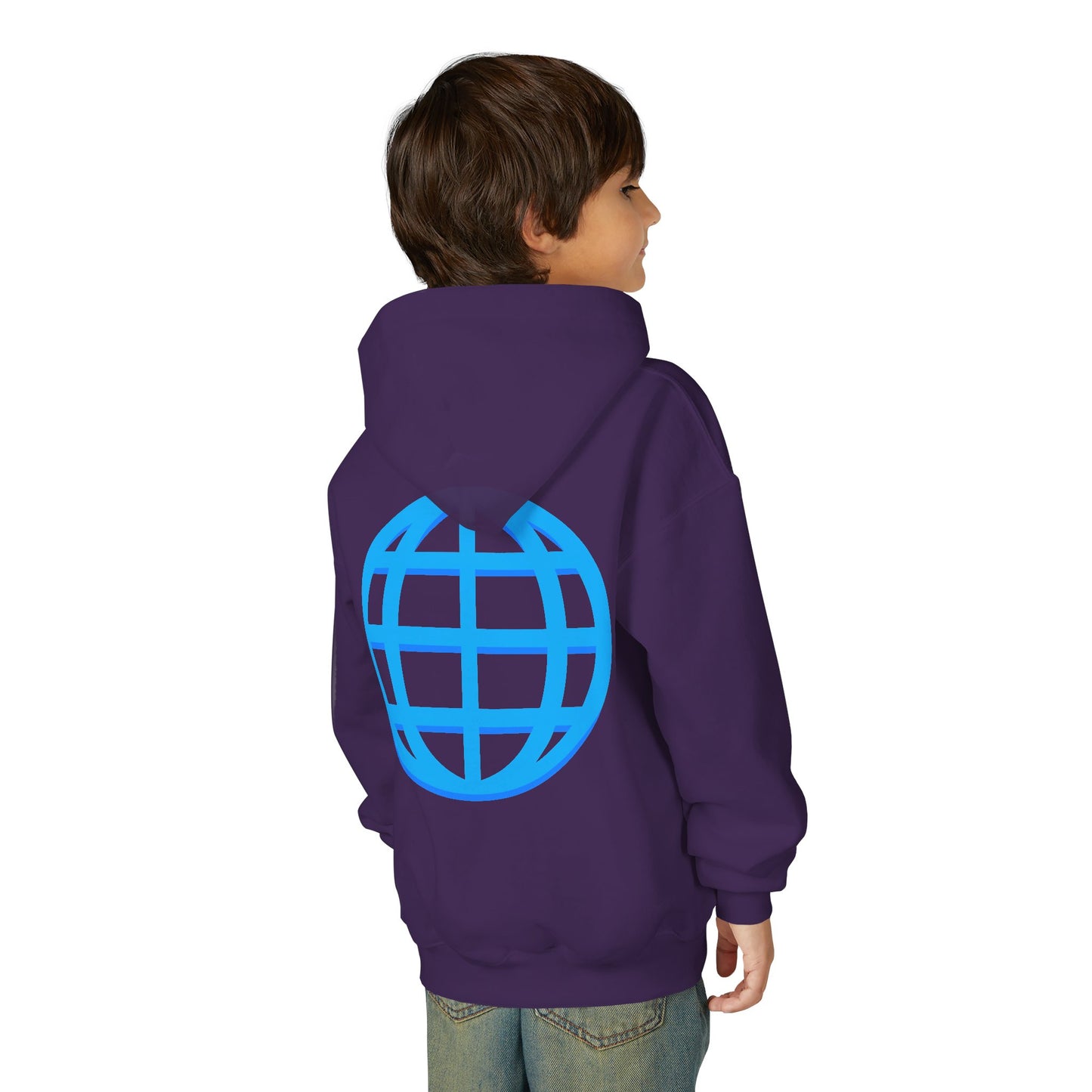 Youth Hoodie — Blue Globe Logo Kids Pullover