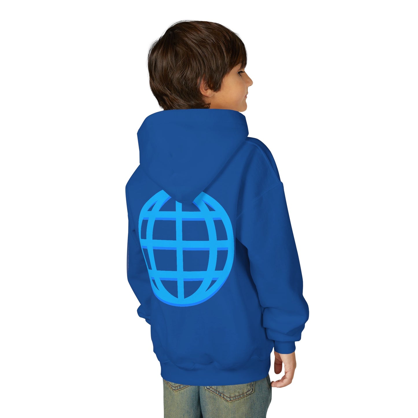 Youth Hoodie — Blue Globe Logo Kids Pullover