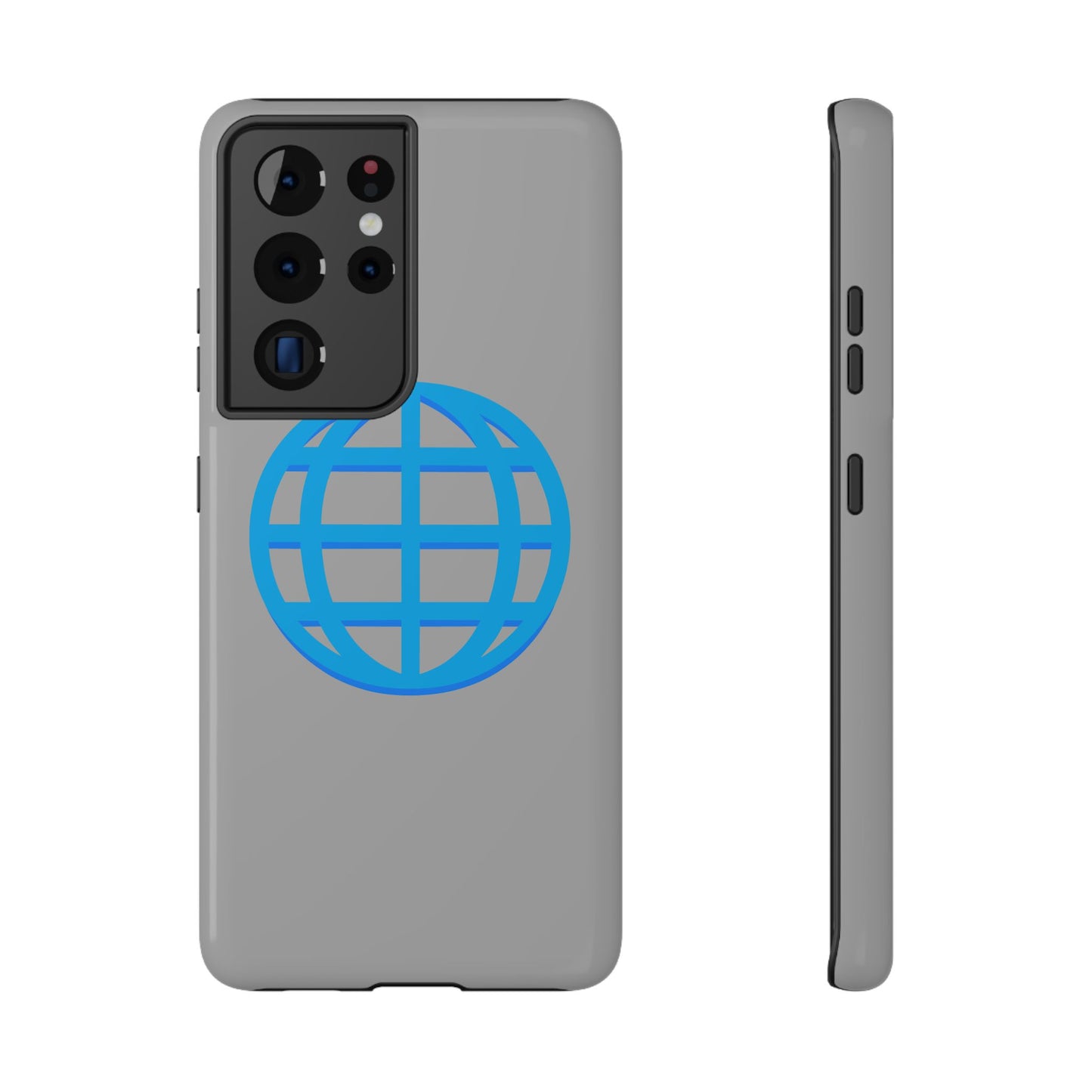 Globe Icon Impact-Resistant Phone Case — Durable Protective Cover with Blue World Design