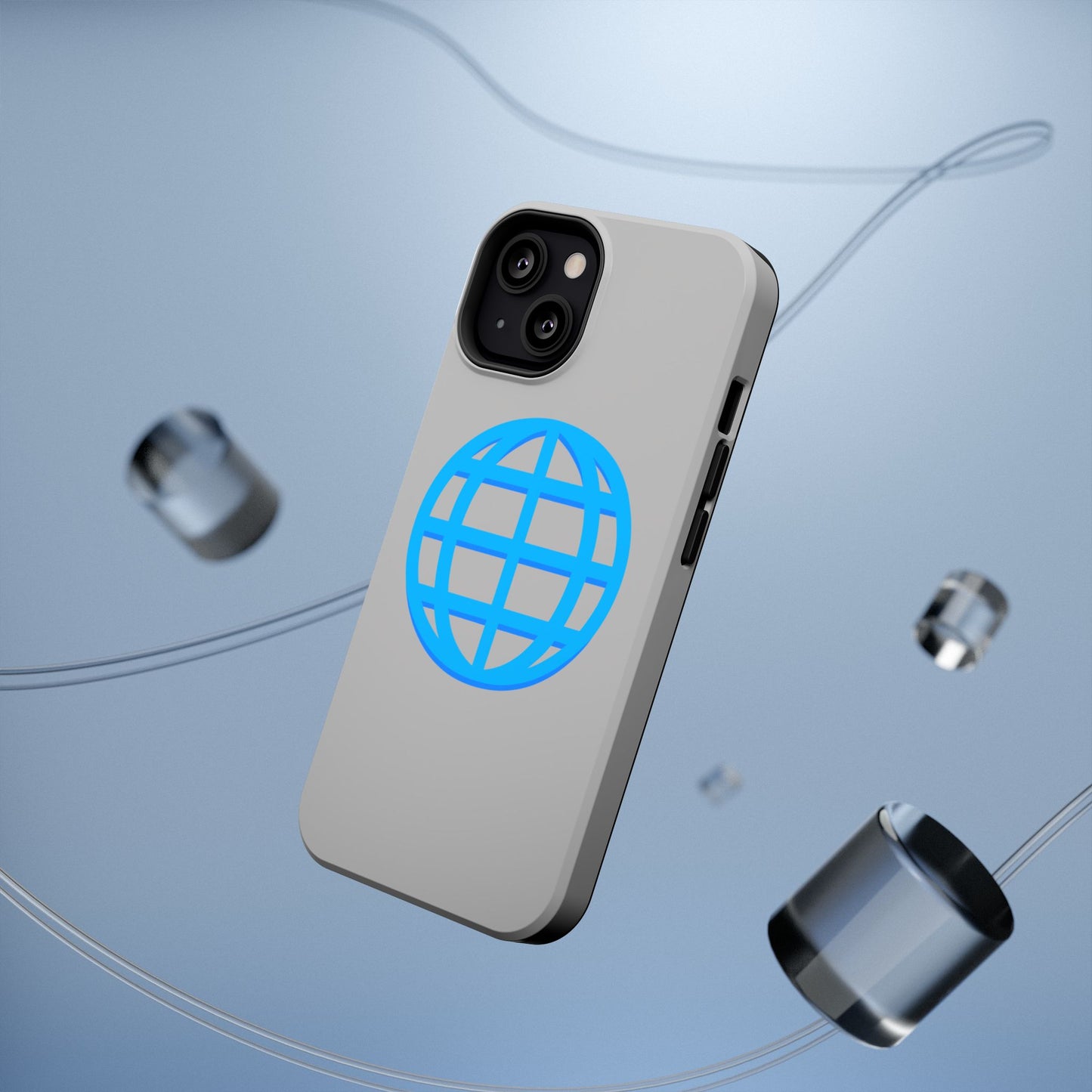 Globe Icon Impact-Resistant Phone Case — Durable Protective Cover with Blue World Design