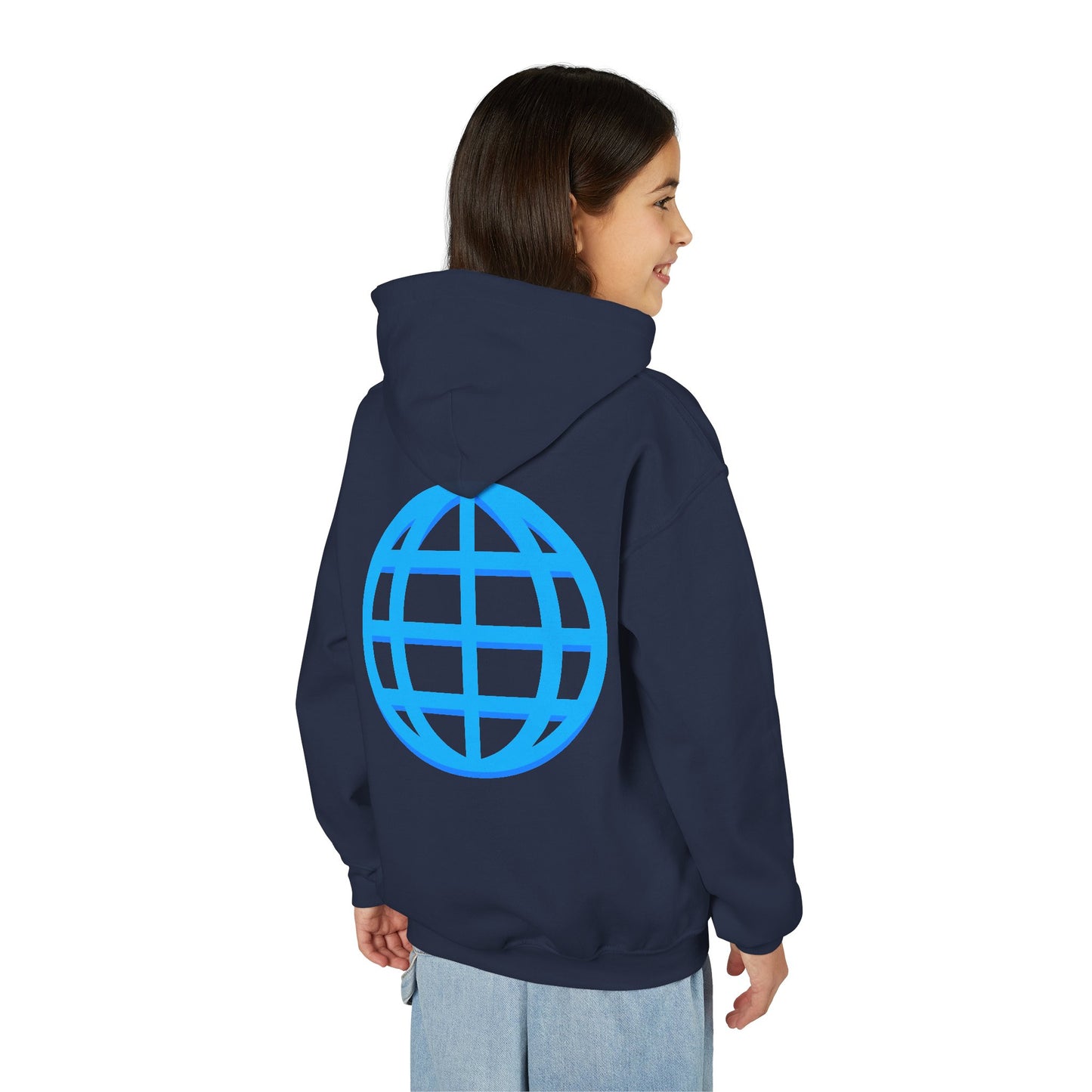 Youth Hoodie — Blue Globe Logo Kids Pullover