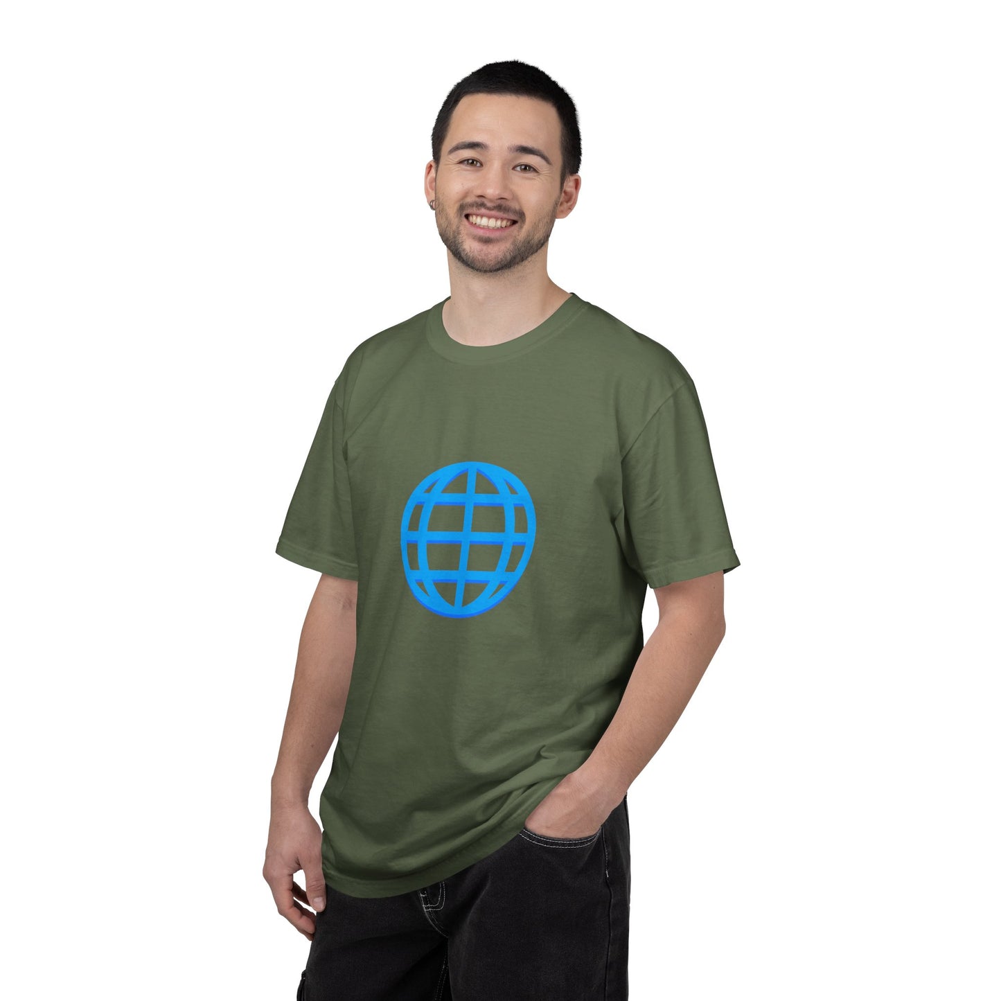 Blue Globe Icon T-Shirt | Minimal World Logo Tee