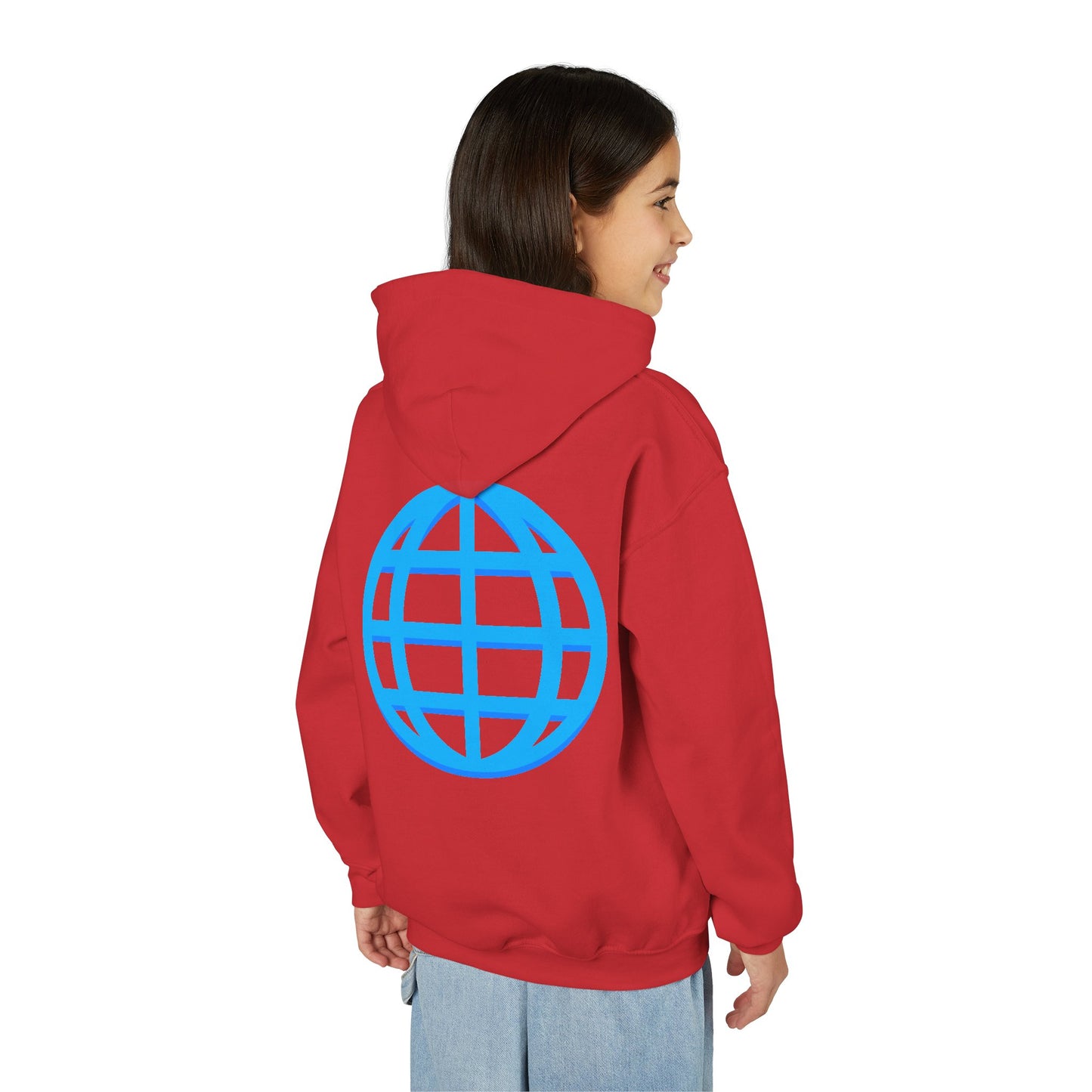 Youth Hoodie — Blue Globe Logo Kids Pullover
