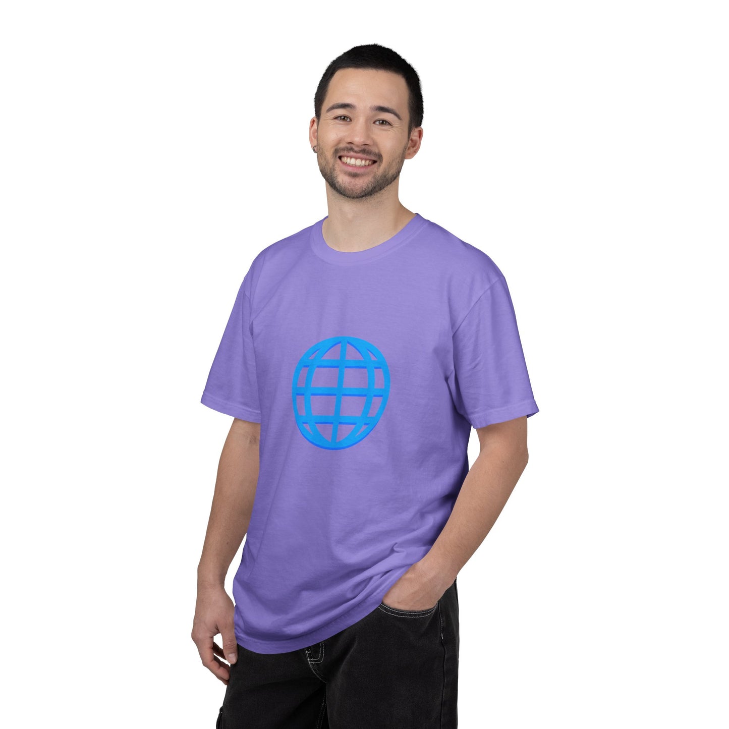 Blue Globe Icon T-Shirt | Minimal World Logo Tee