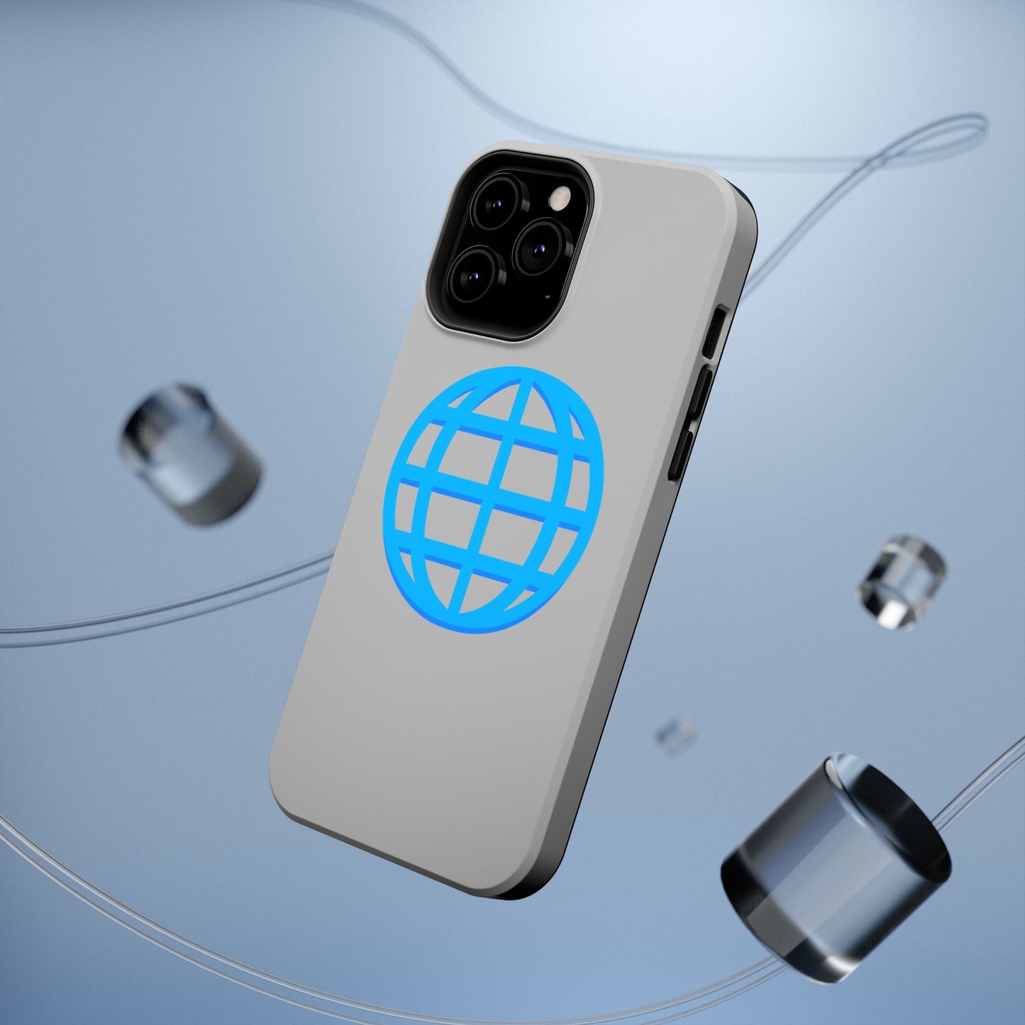 Globe Icon Impact-Resistant Phone Case — Durable Protective Cover with Blue World Design