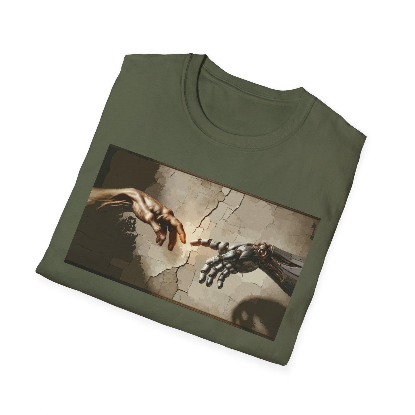 T-Shirt — Renaissance Hands Artwork Tee (Human and Robotic Touch)