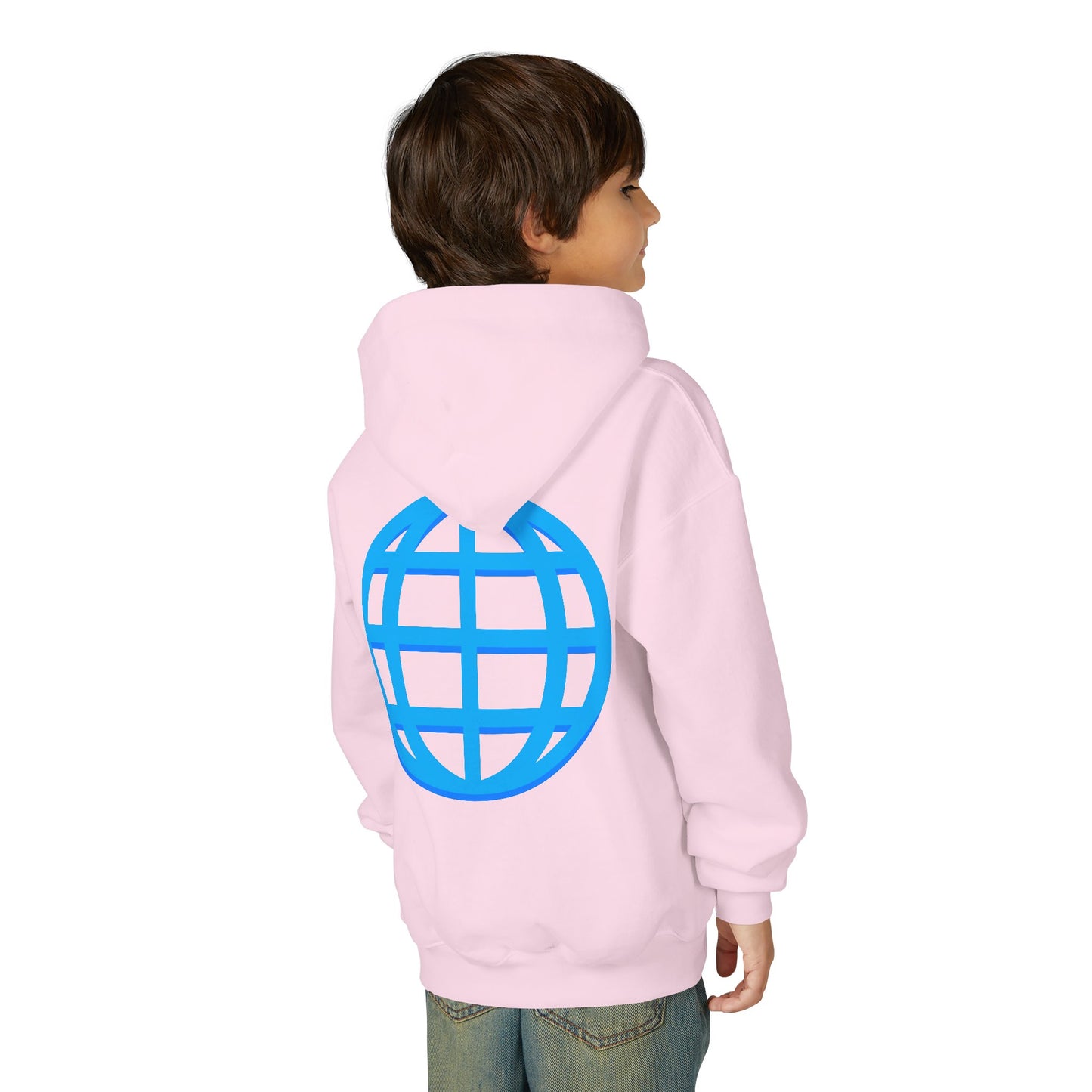 Youth Hoodie — Blue Globe Logo Kids Pullover