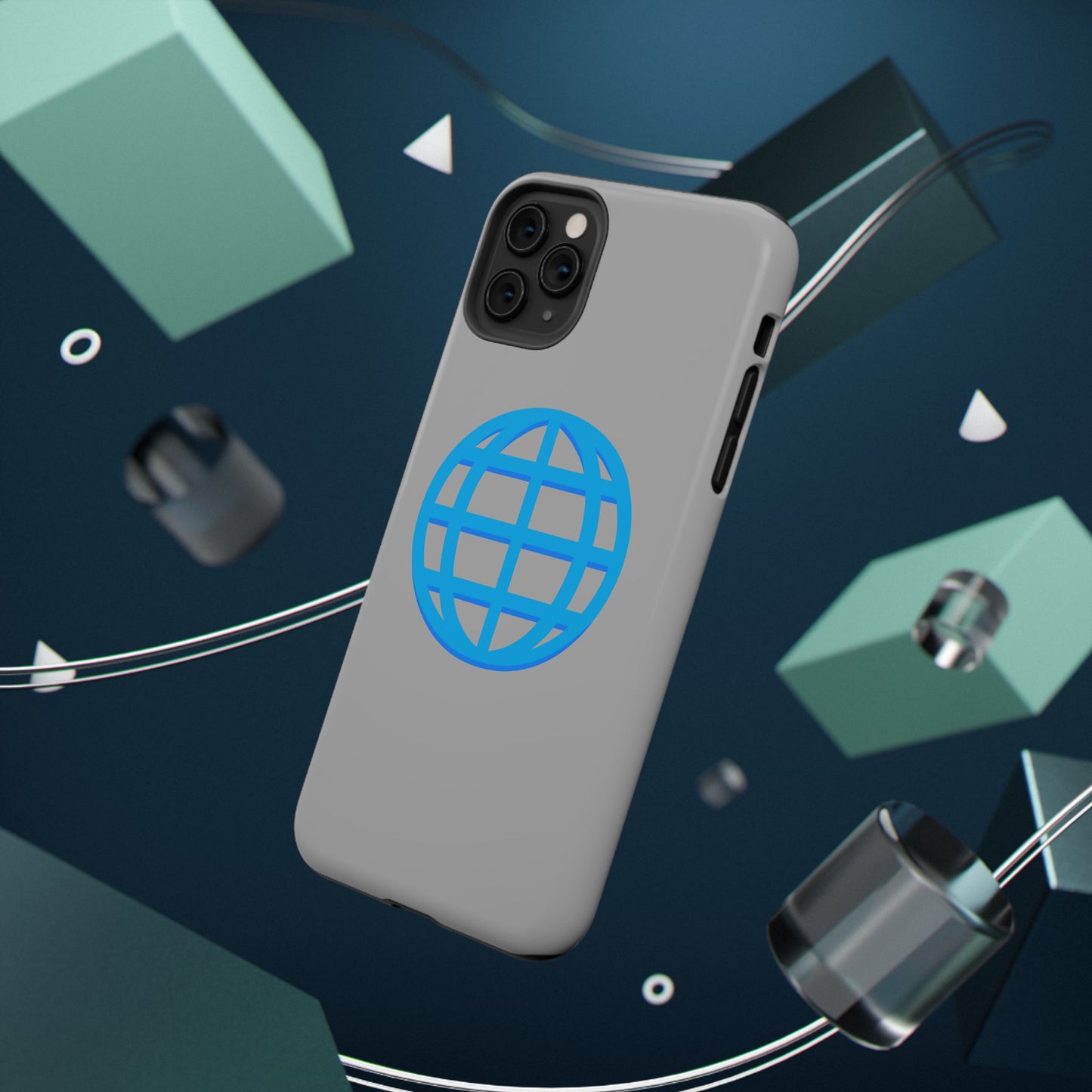 Globe Icon Impact-Resistant Phone Case — Durable Protective Cover with Blue World Design