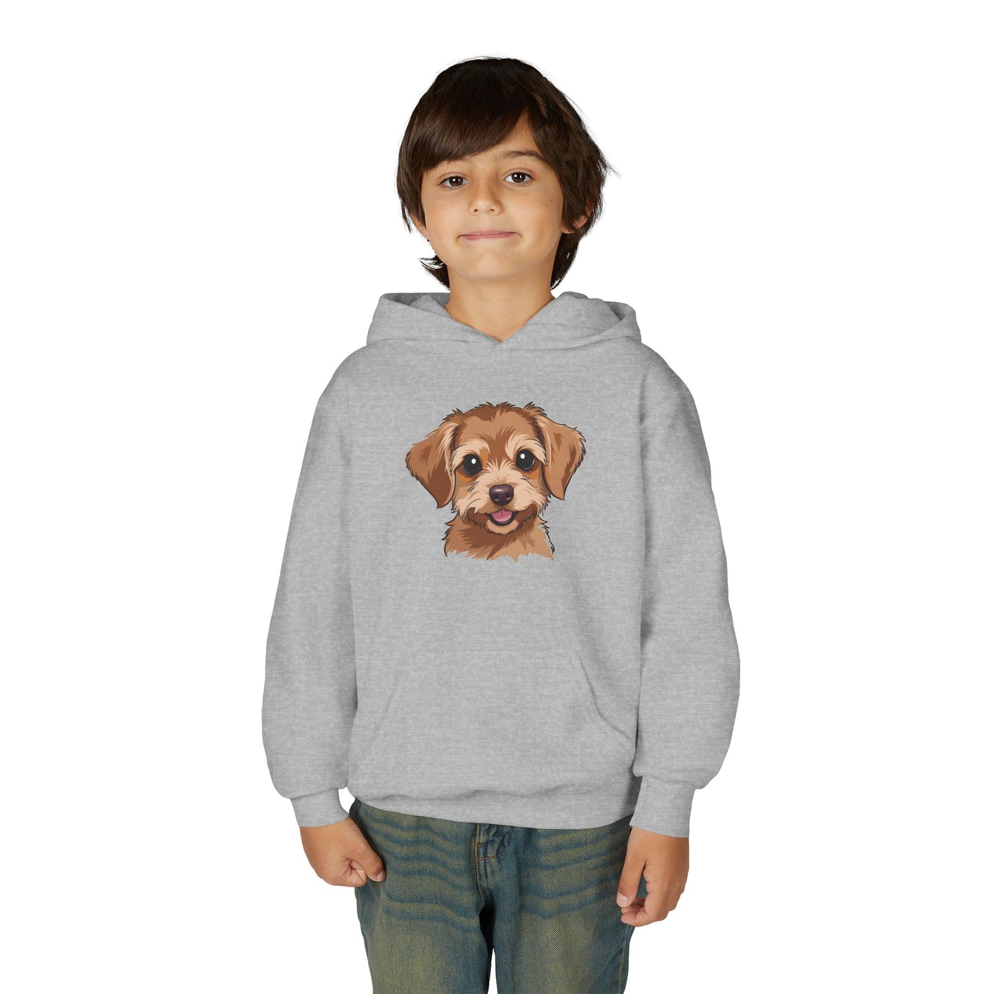 Youth Hoodie — Cute Smiling Puppy Face Kids Pullover