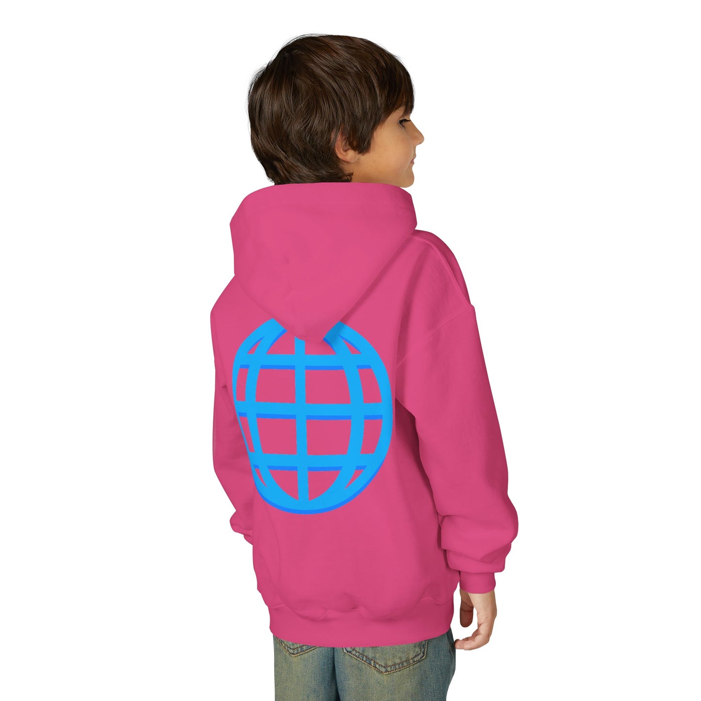 Youth Hoodie — Blue Globe Logo Kids Pullover