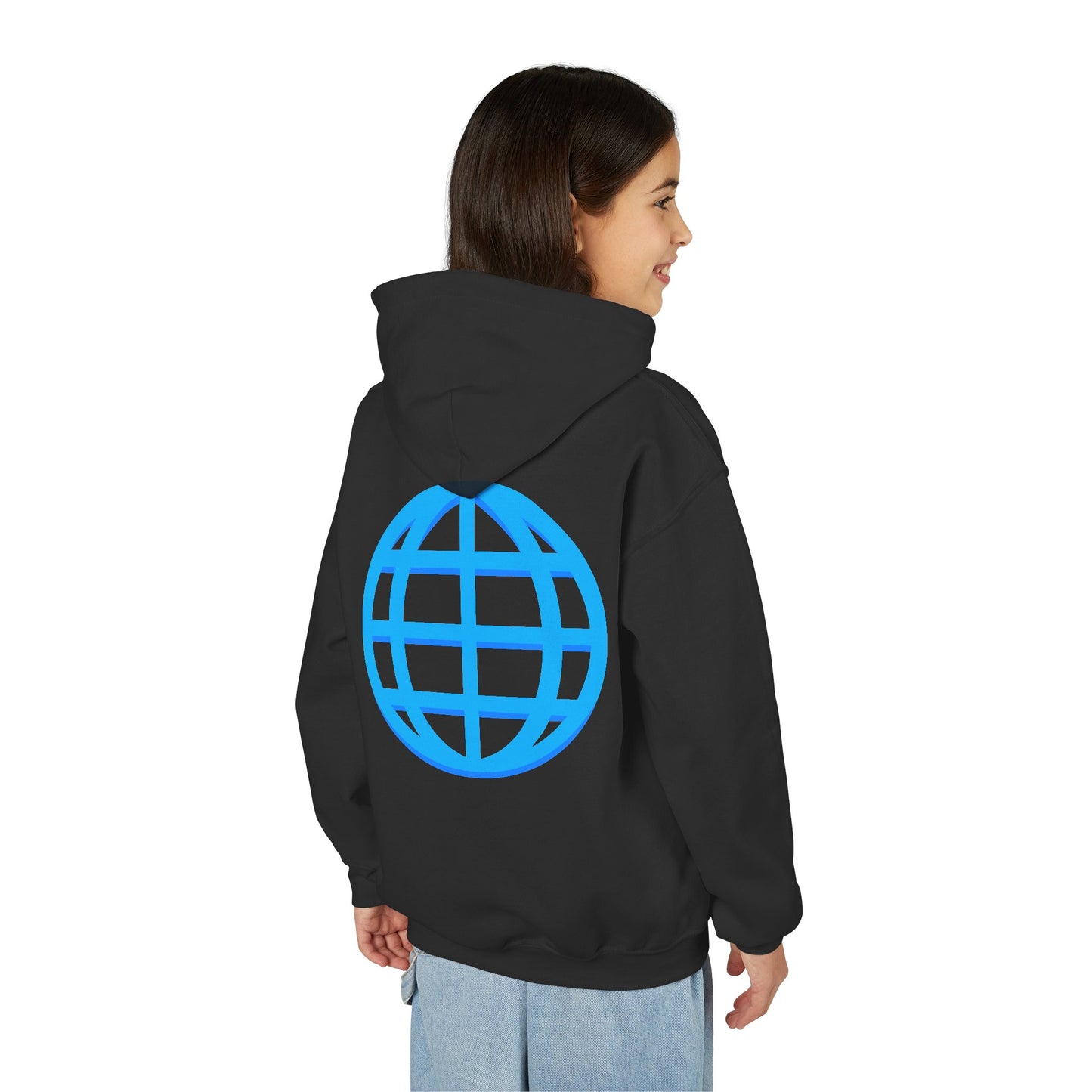 Youth Hoodie — Blue Globe Logo Kids Pullover
