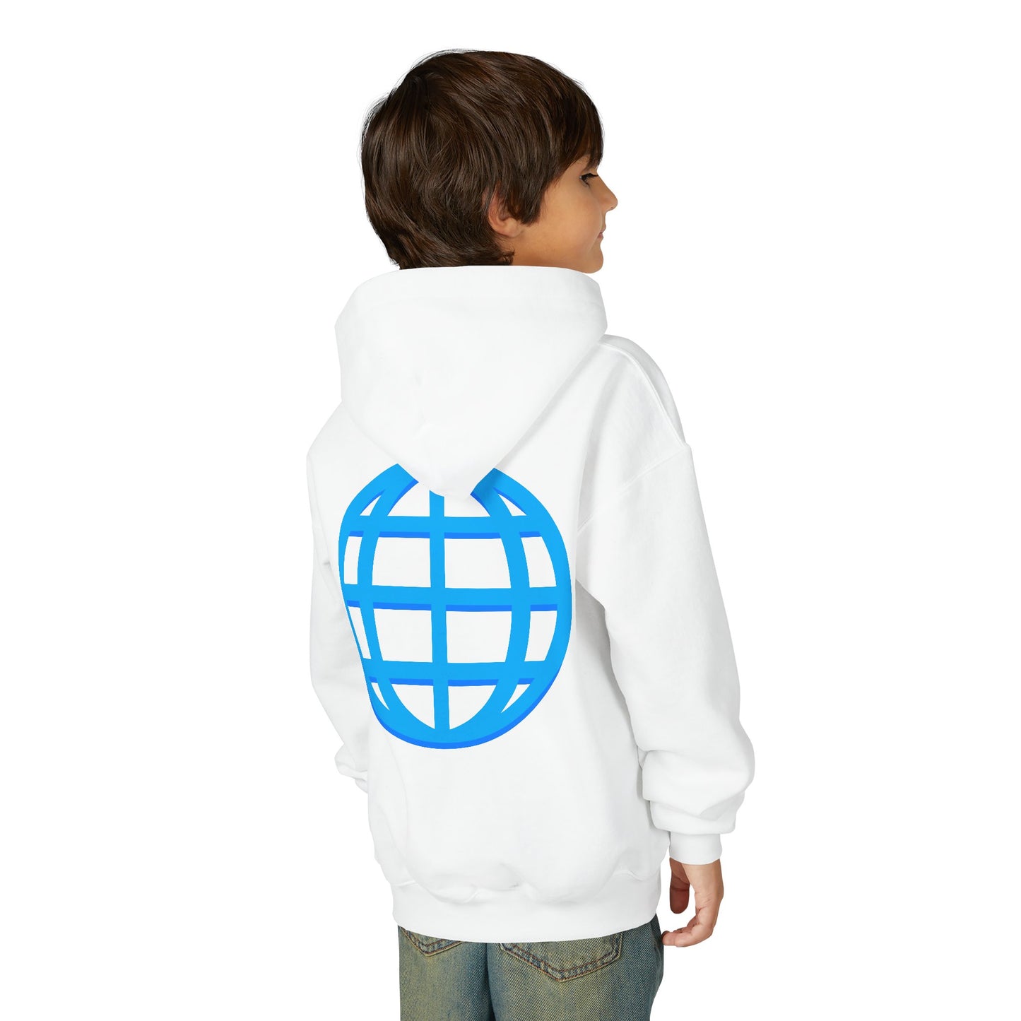 Youth Hoodie — Blue Globe Logo Kids Pullover