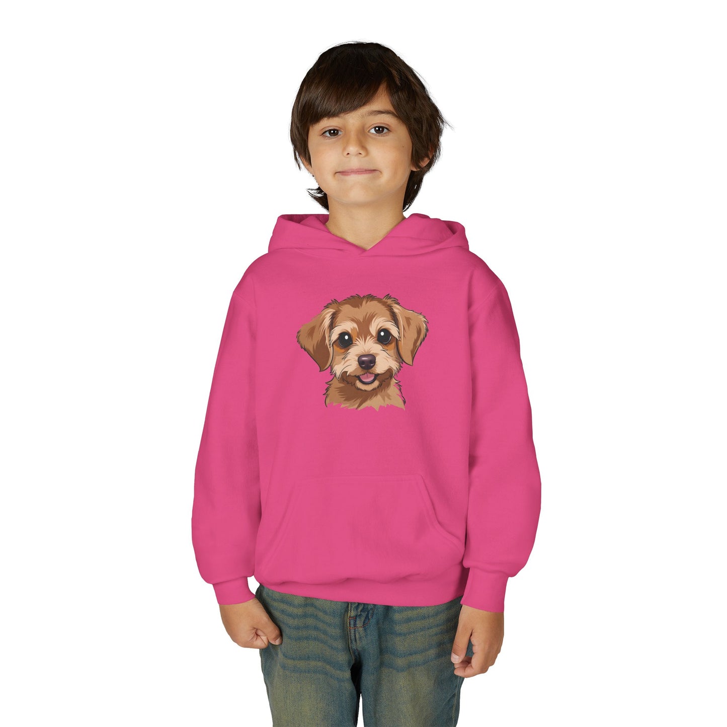 Youth Hoodie — Cute Smiling Puppy Face Kids Pullover