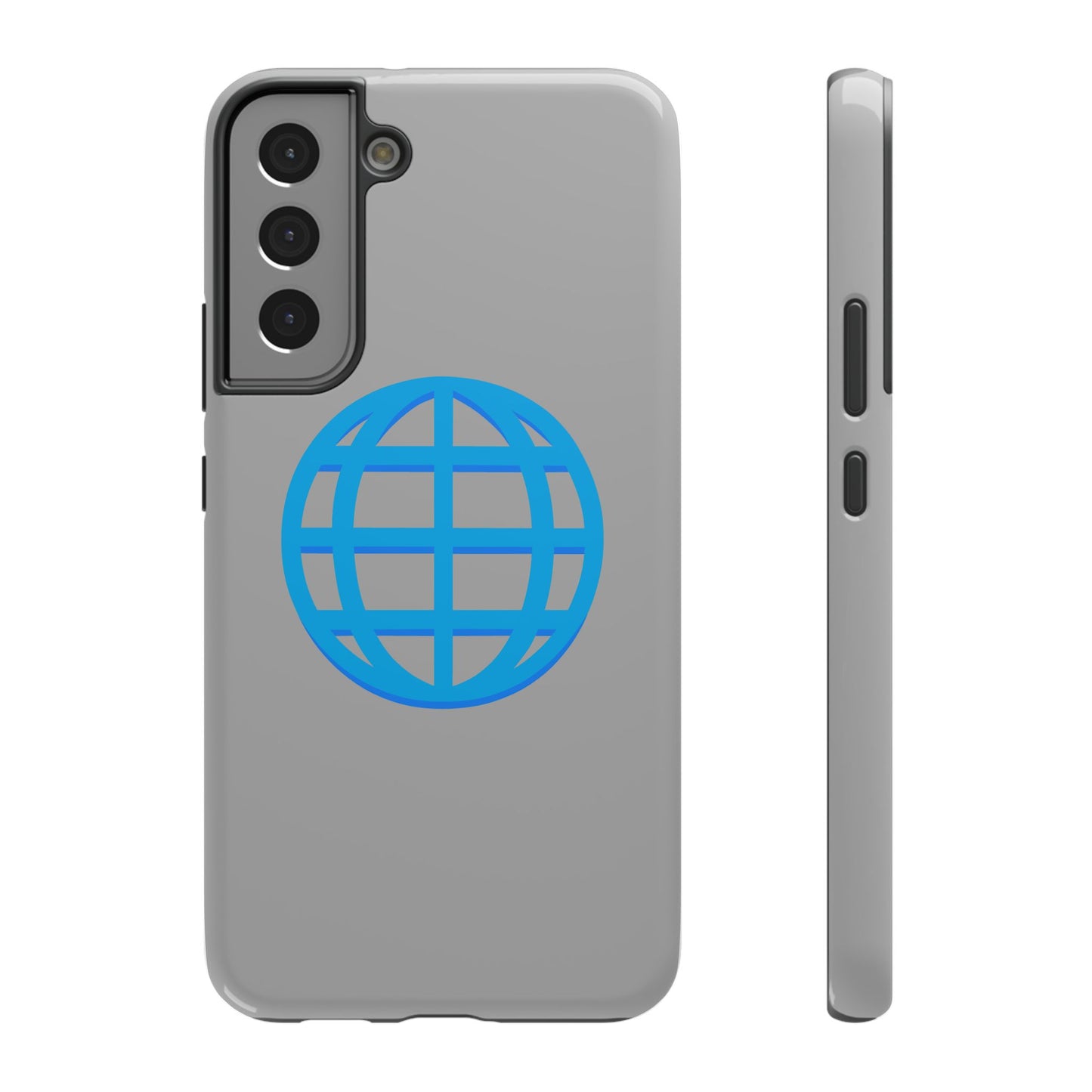 Globe Icon Impact-Resistant Phone Case — Durable Protective Cover with Blue World Design