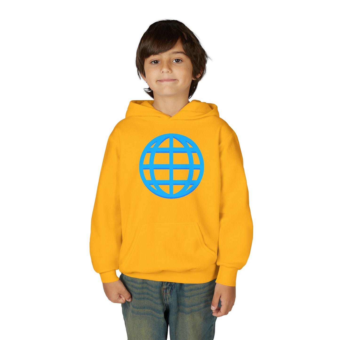 Youth Hoodie — Blue Globe Logo Kids Pullover