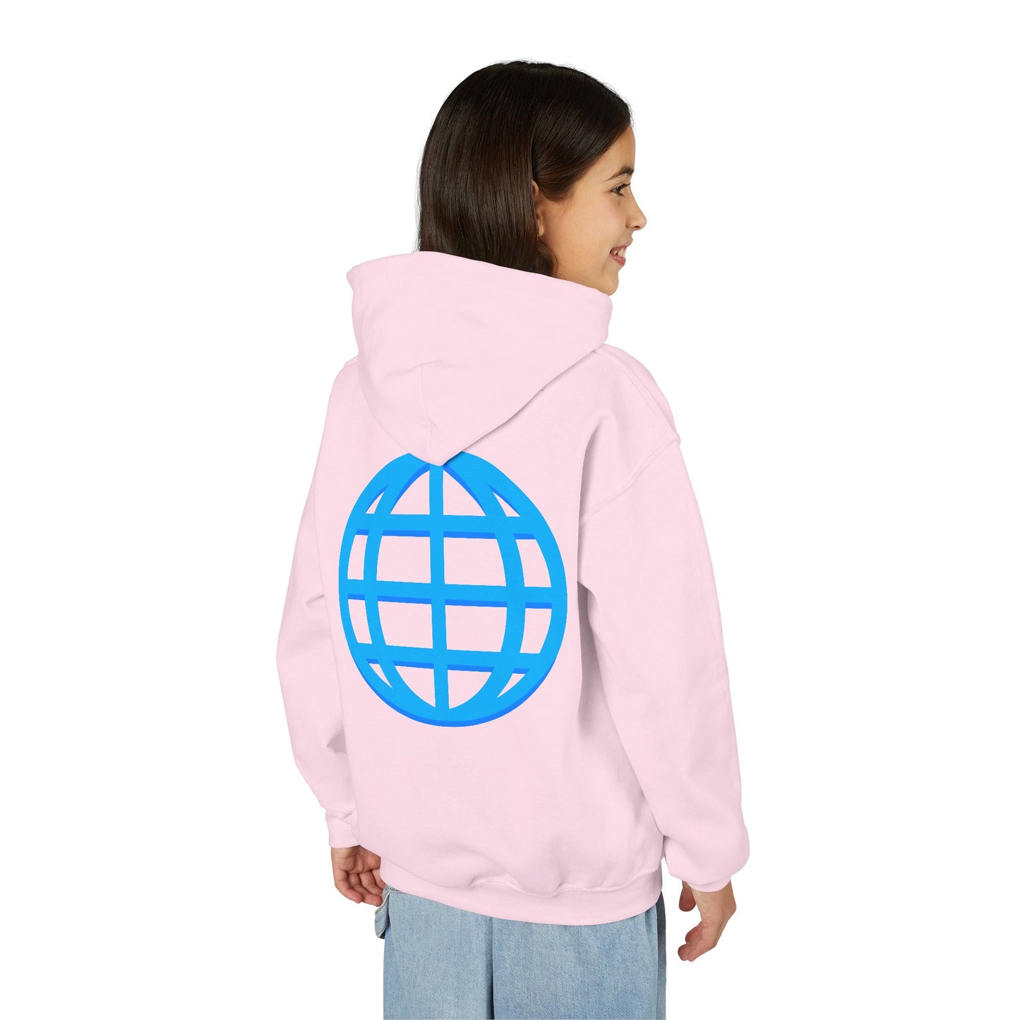 Youth Hoodie — Blue Globe Logo Kids Pullover