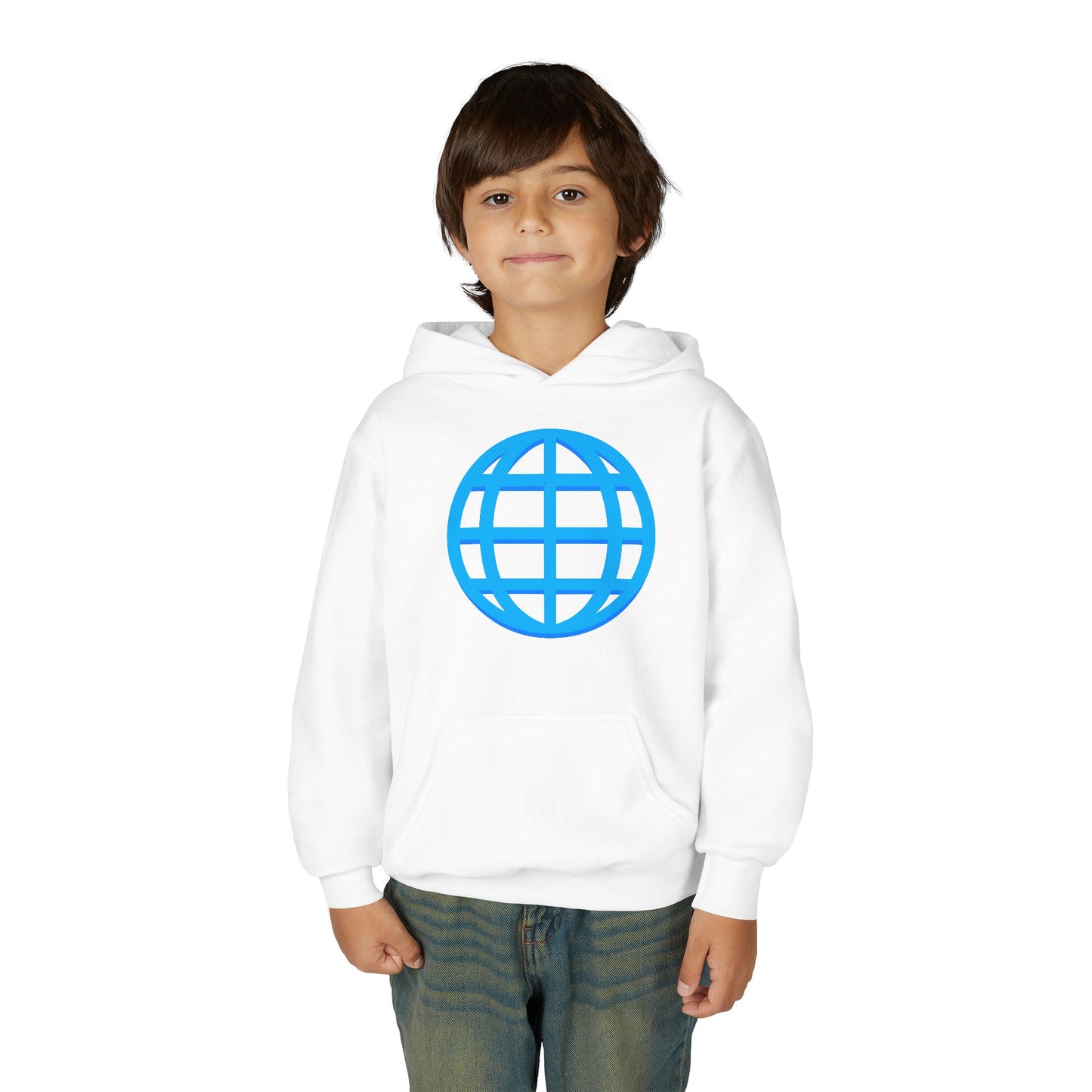 Youth Hoodie — Blue Globe Logo Kids Pullover