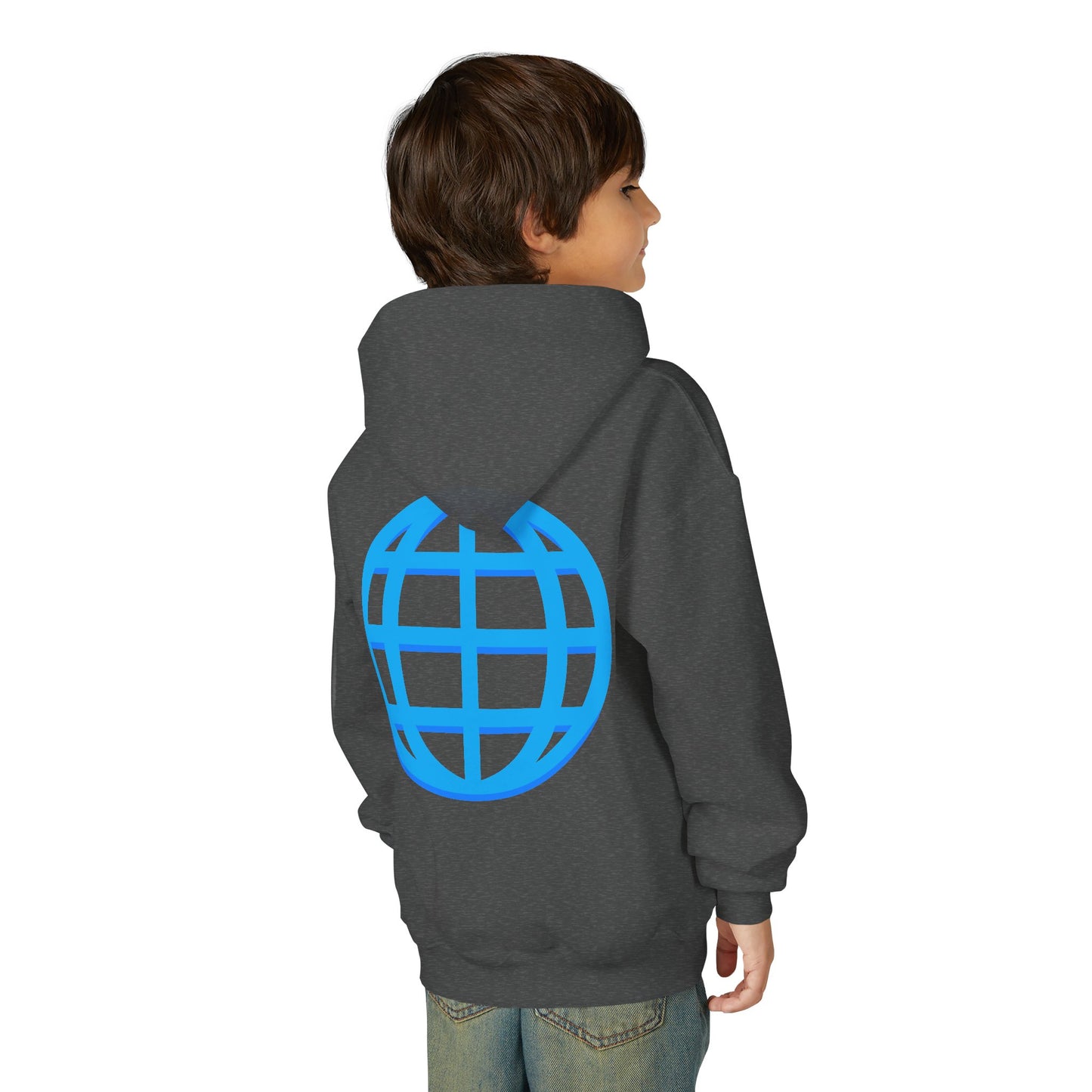 Youth Hoodie — Blue Globe Logo Kids Pullover