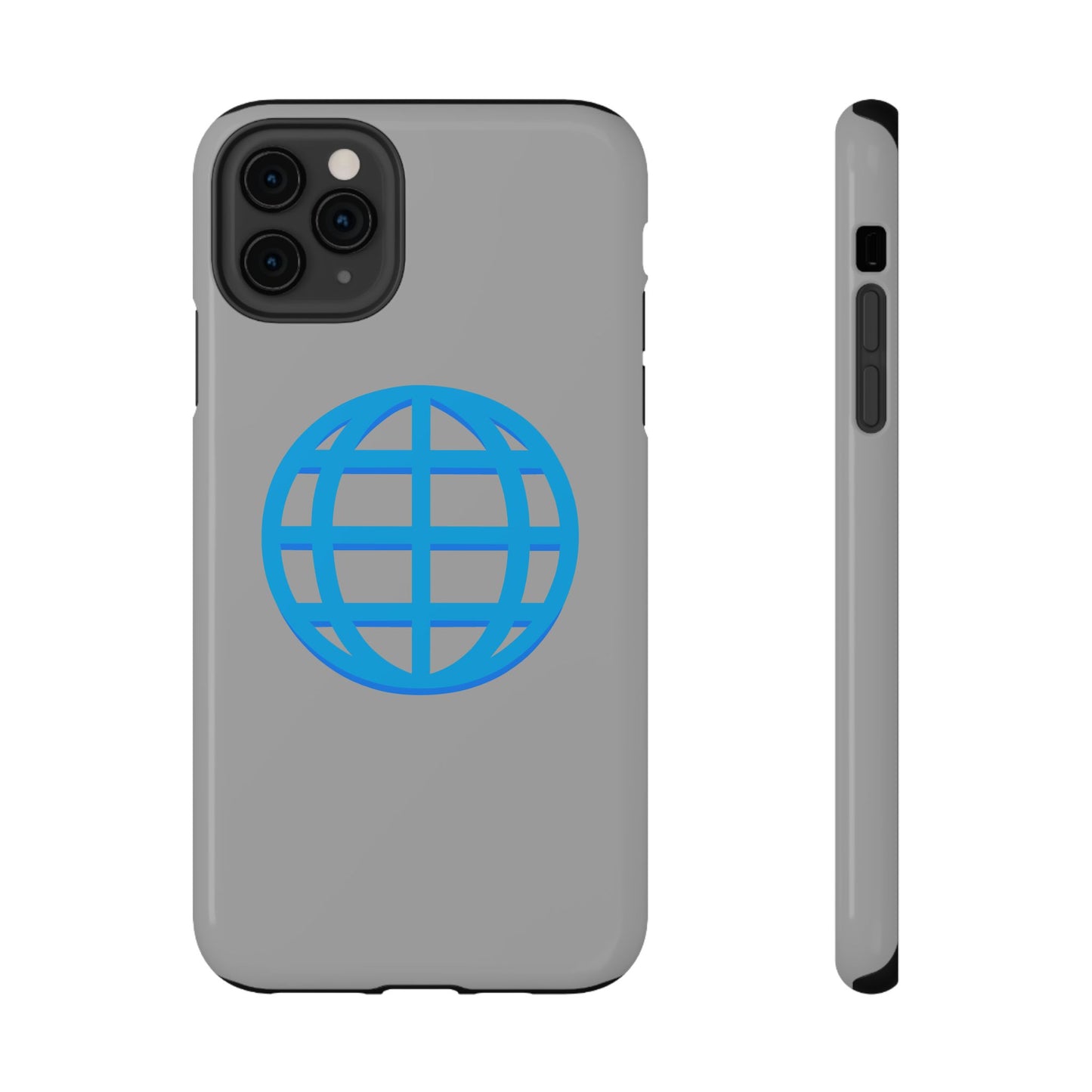 Globe Icon Impact-Resistant Phone Case — Durable Protective Cover with Blue World Design