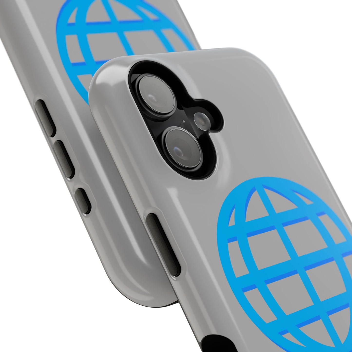 Globe Icon Impact-Resistant Phone Case — Durable Protective Cover with Blue World Design