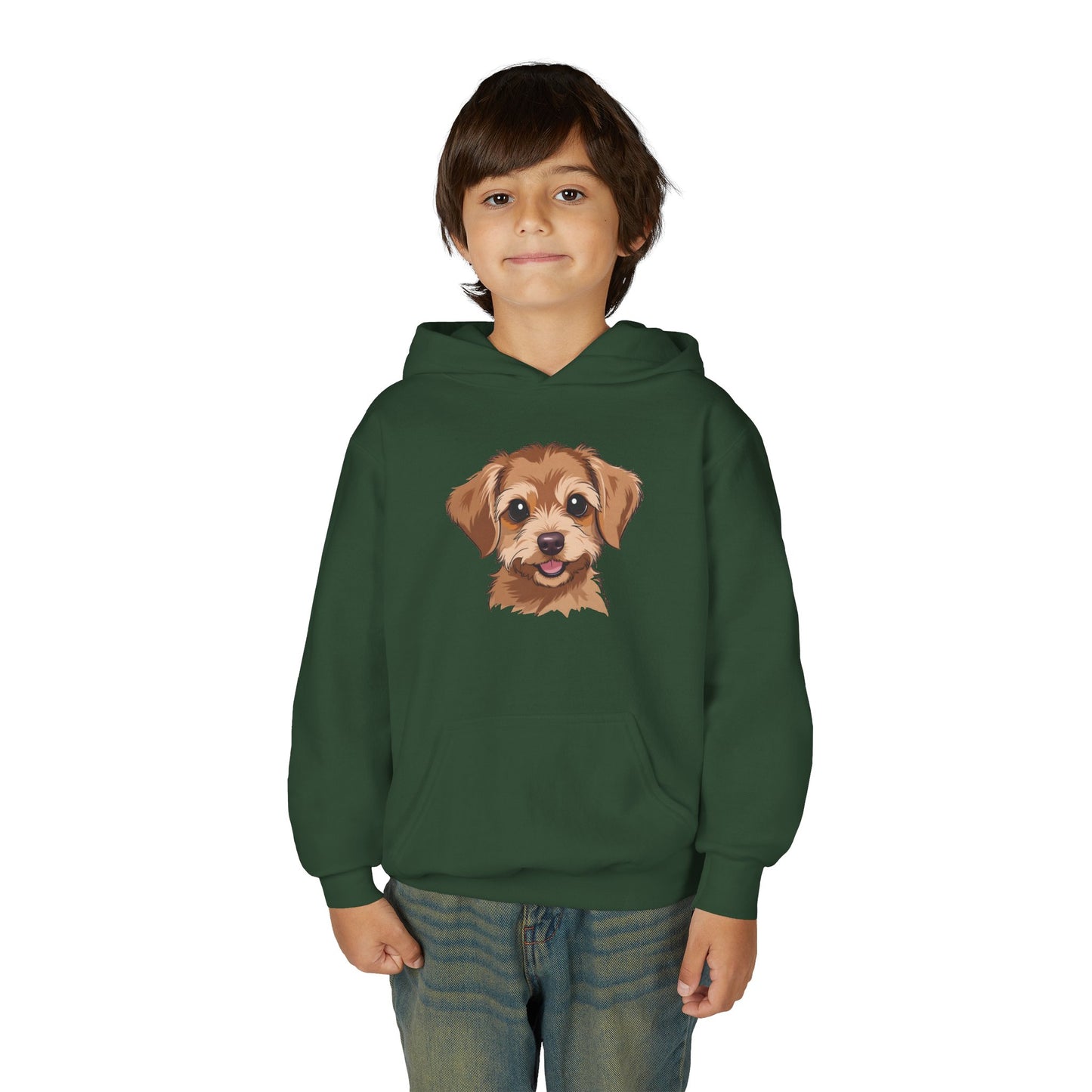 Youth Hoodie — Cute Smiling Puppy Face Kids Pullover