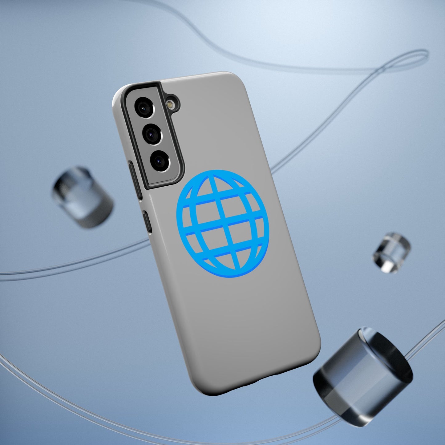 Globe Icon Impact-Resistant Phone Case — Durable Protective Cover with Blue World Design