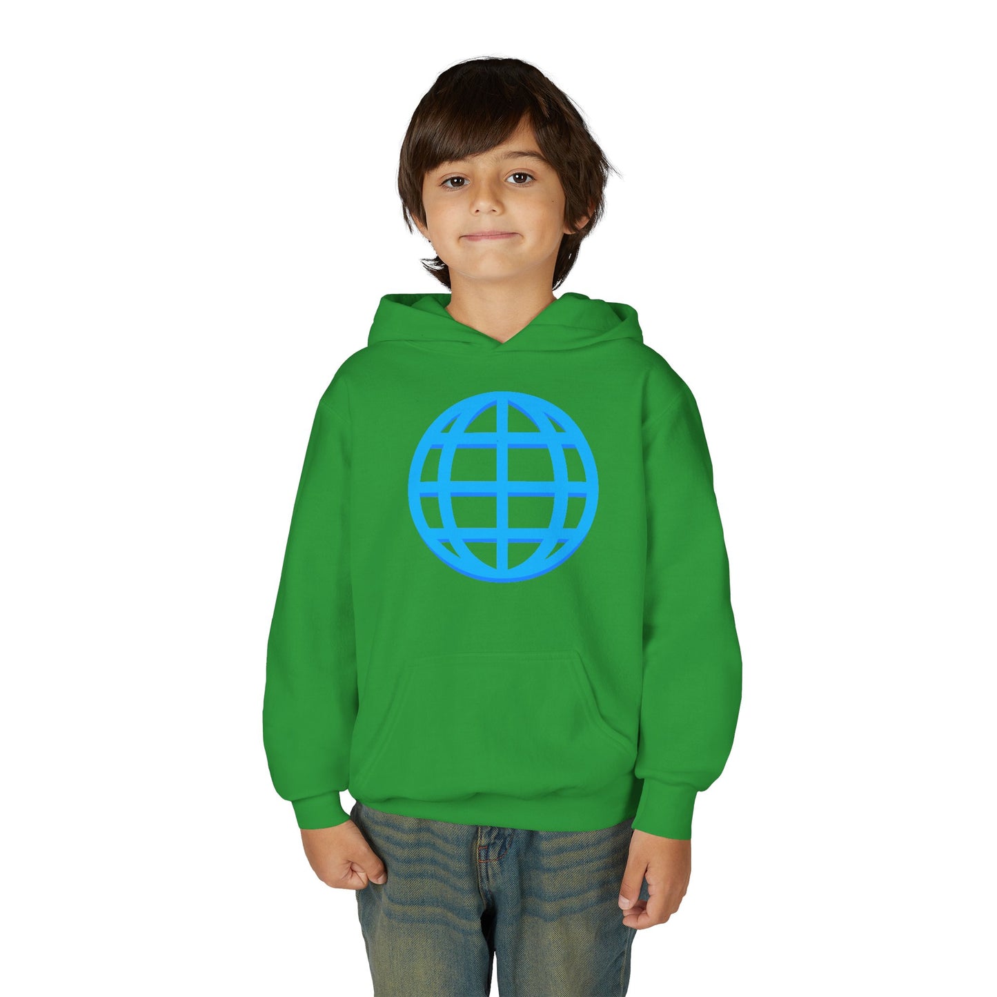 Youth Hoodie — Blue Globe Logo Kids Pullover